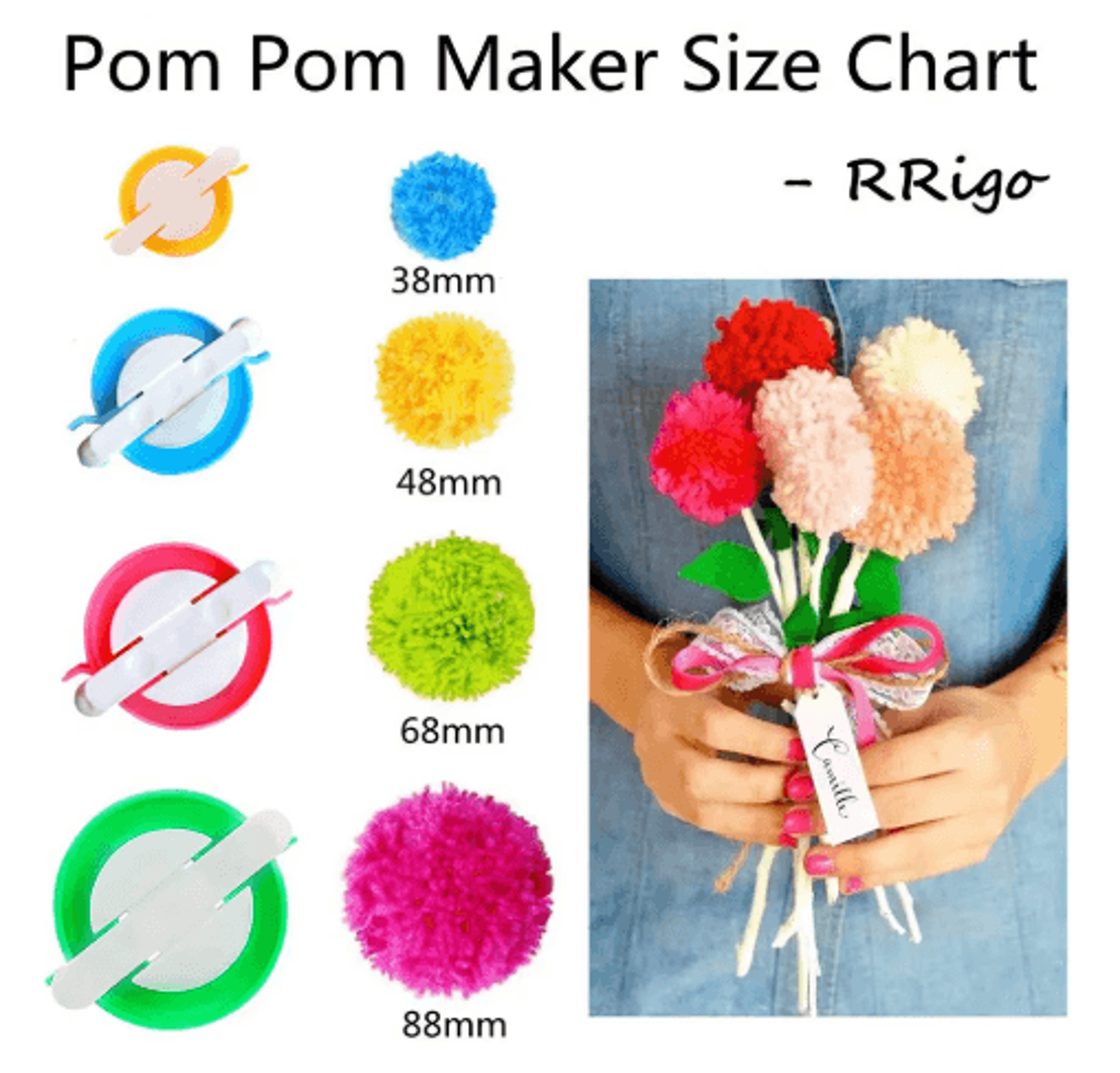 4Size Pom Pom Maker Set With Thread Cutter 4