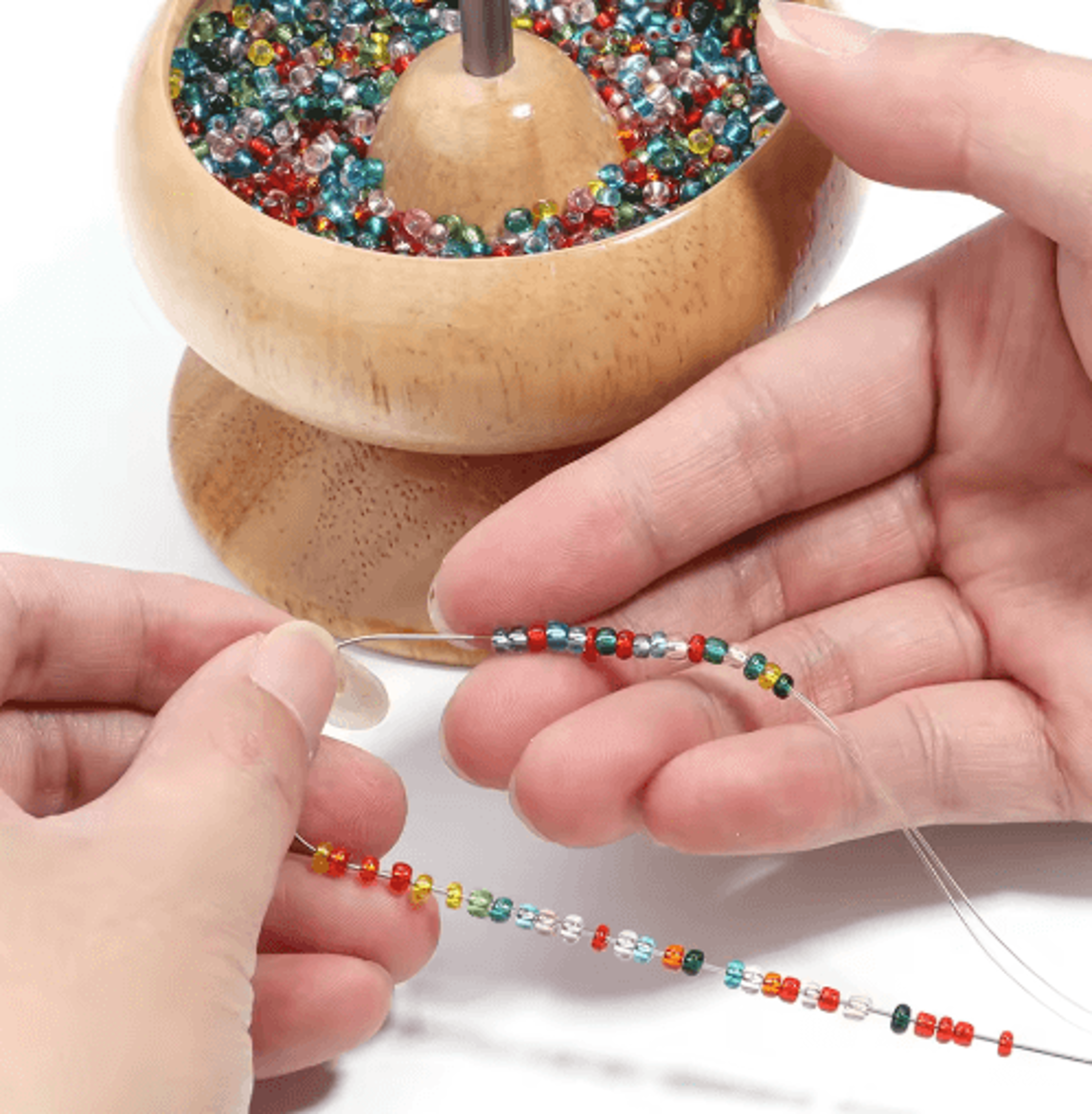Wooden Bead Spinner With Beading Needle 3