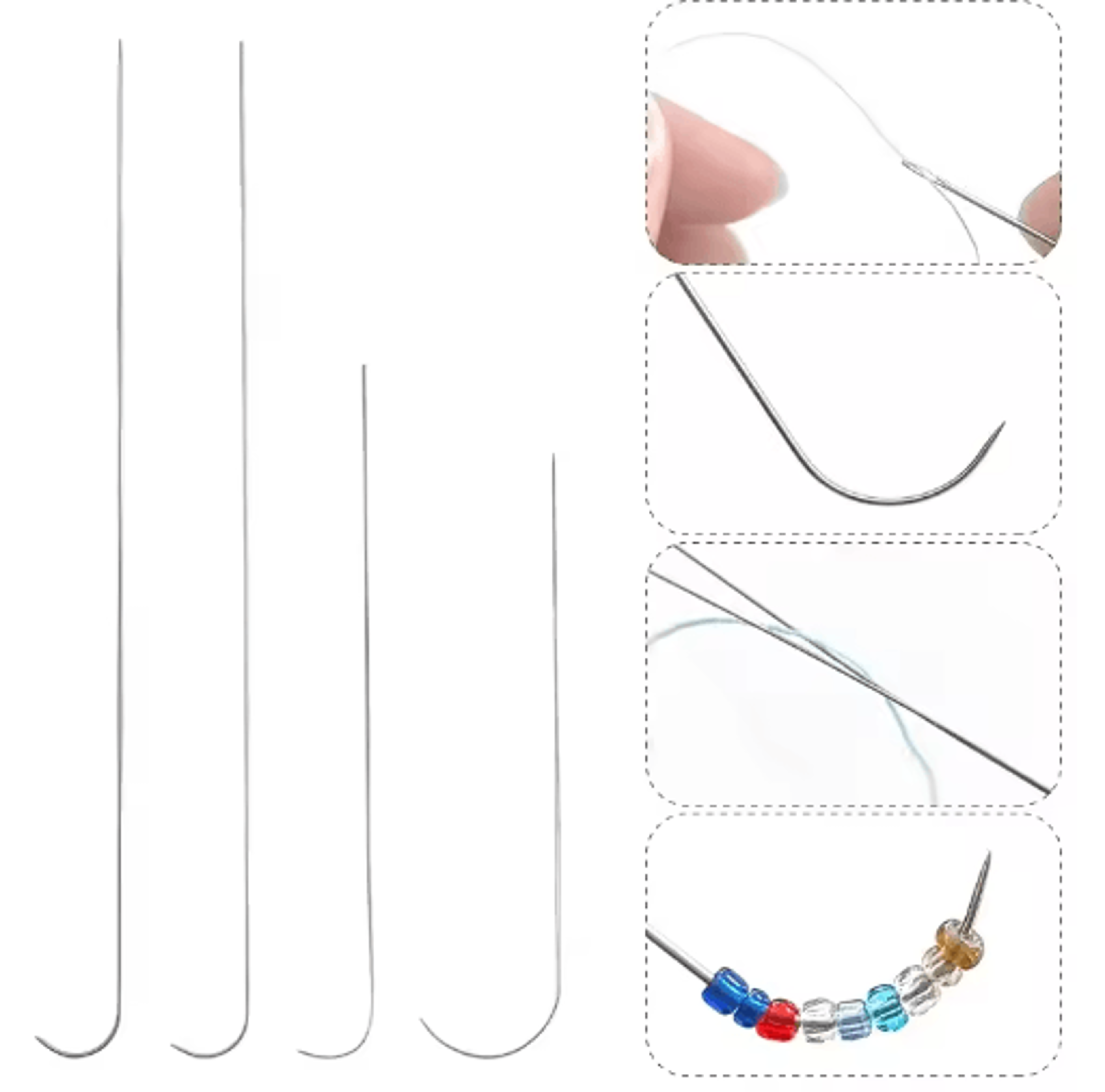 3PCS Curved Stainless Steel Bead Spinner Needle Set 7