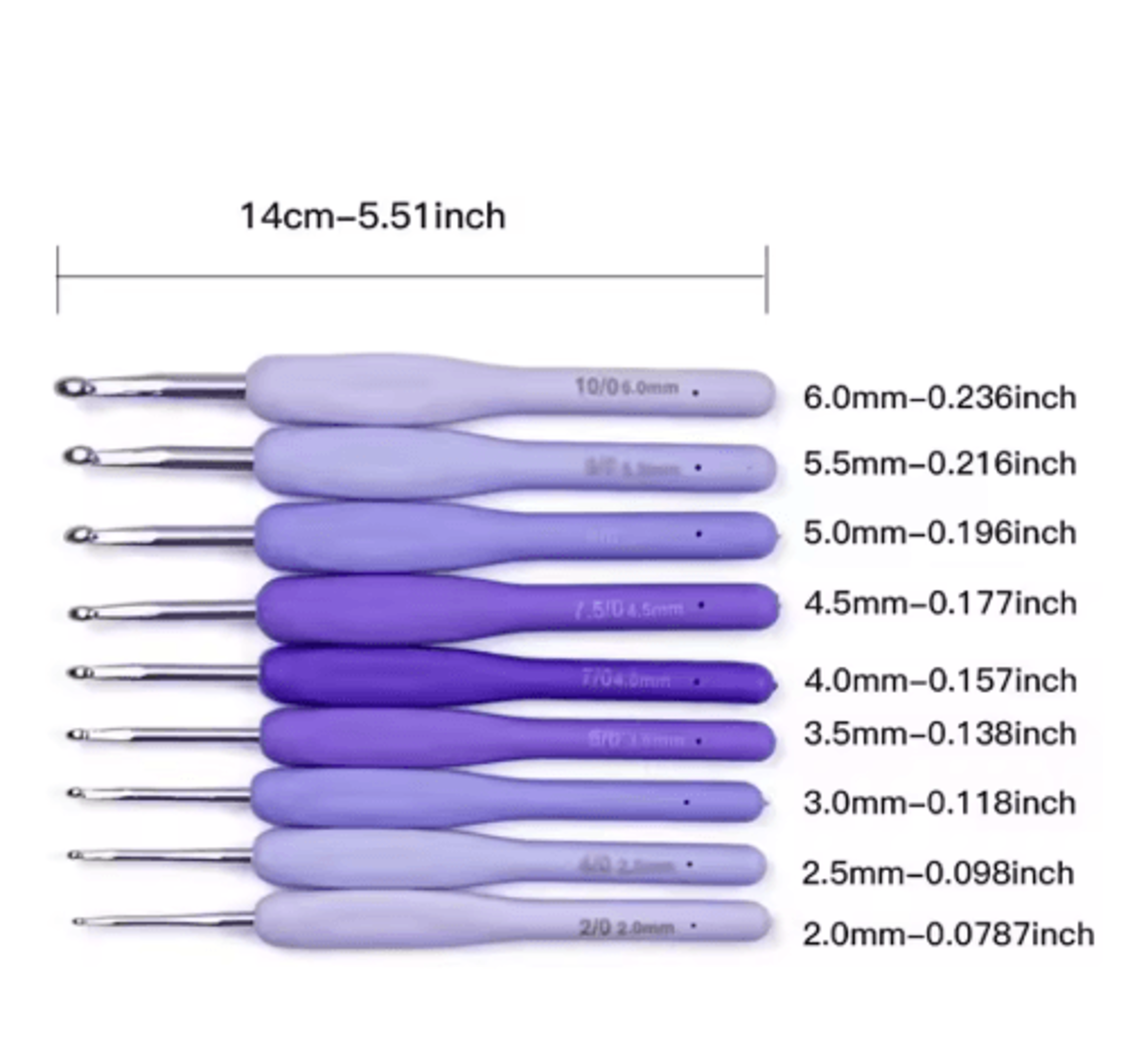 9PCS Purple Gradient Ergonomic Crochet Hook Set 1