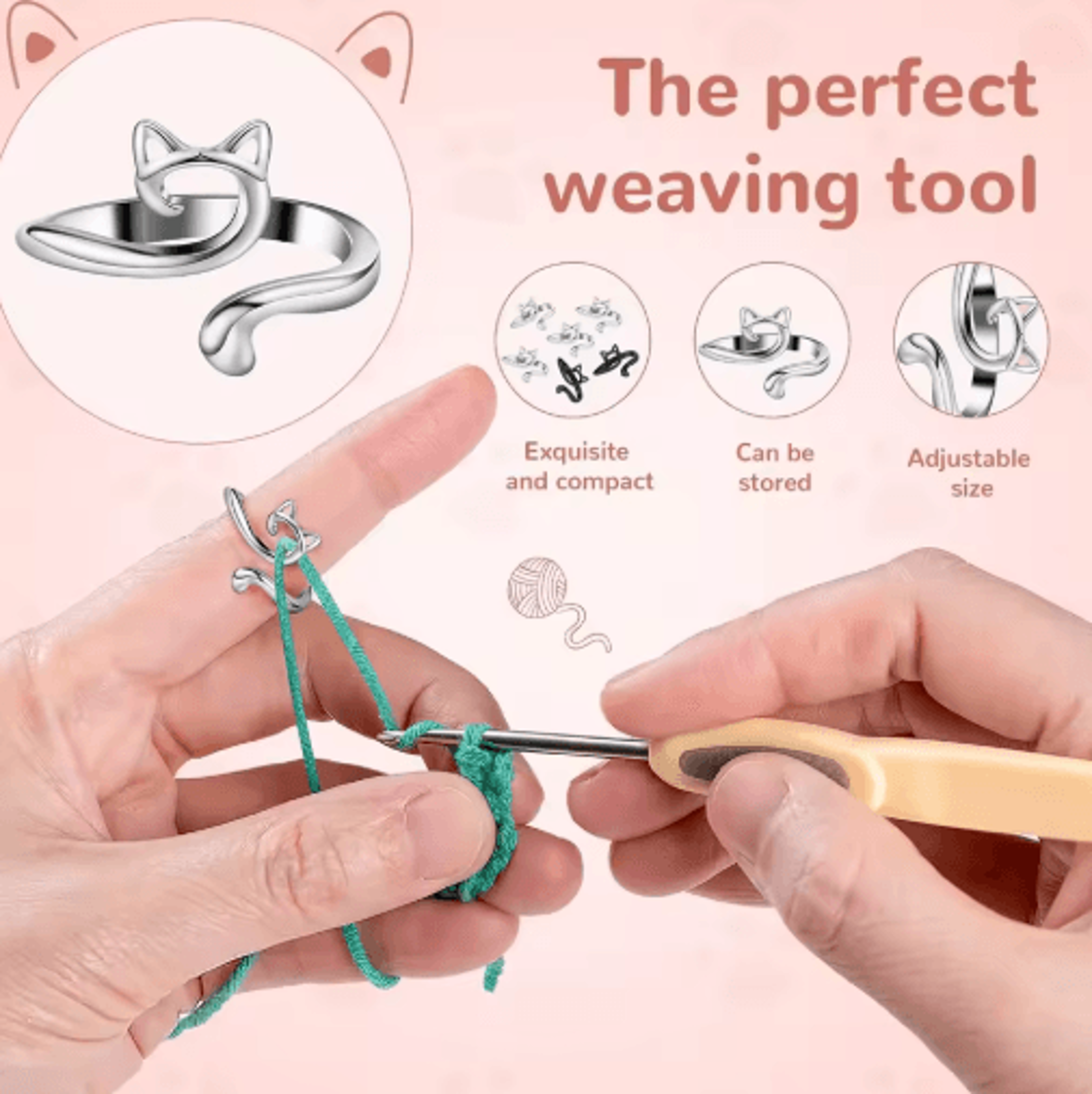 2PCS Adjustable Knitting  Crochet Yarn Guide Rings 11