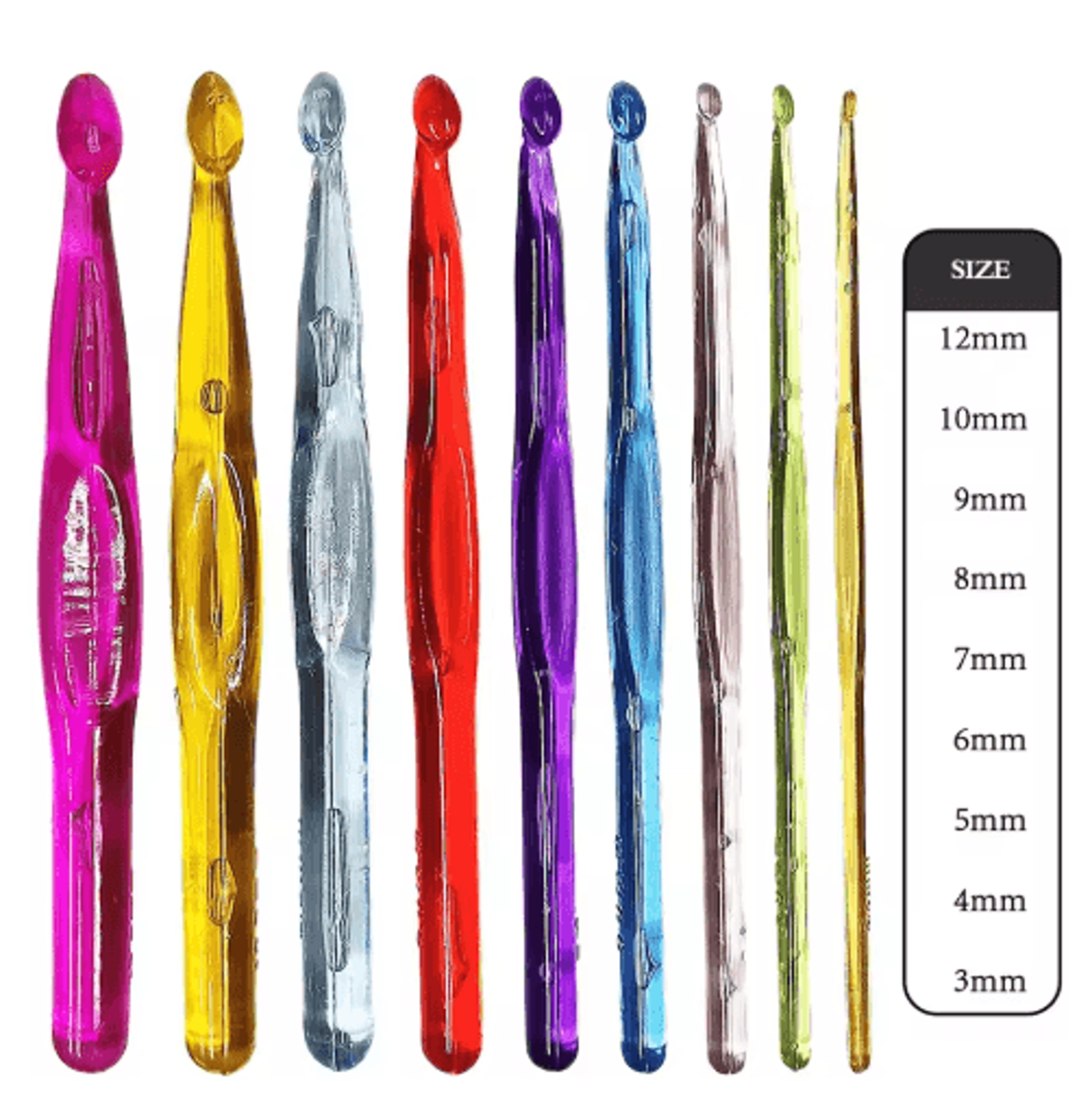 9PCS Colorful Ergonomic Crochet Hook Set 3