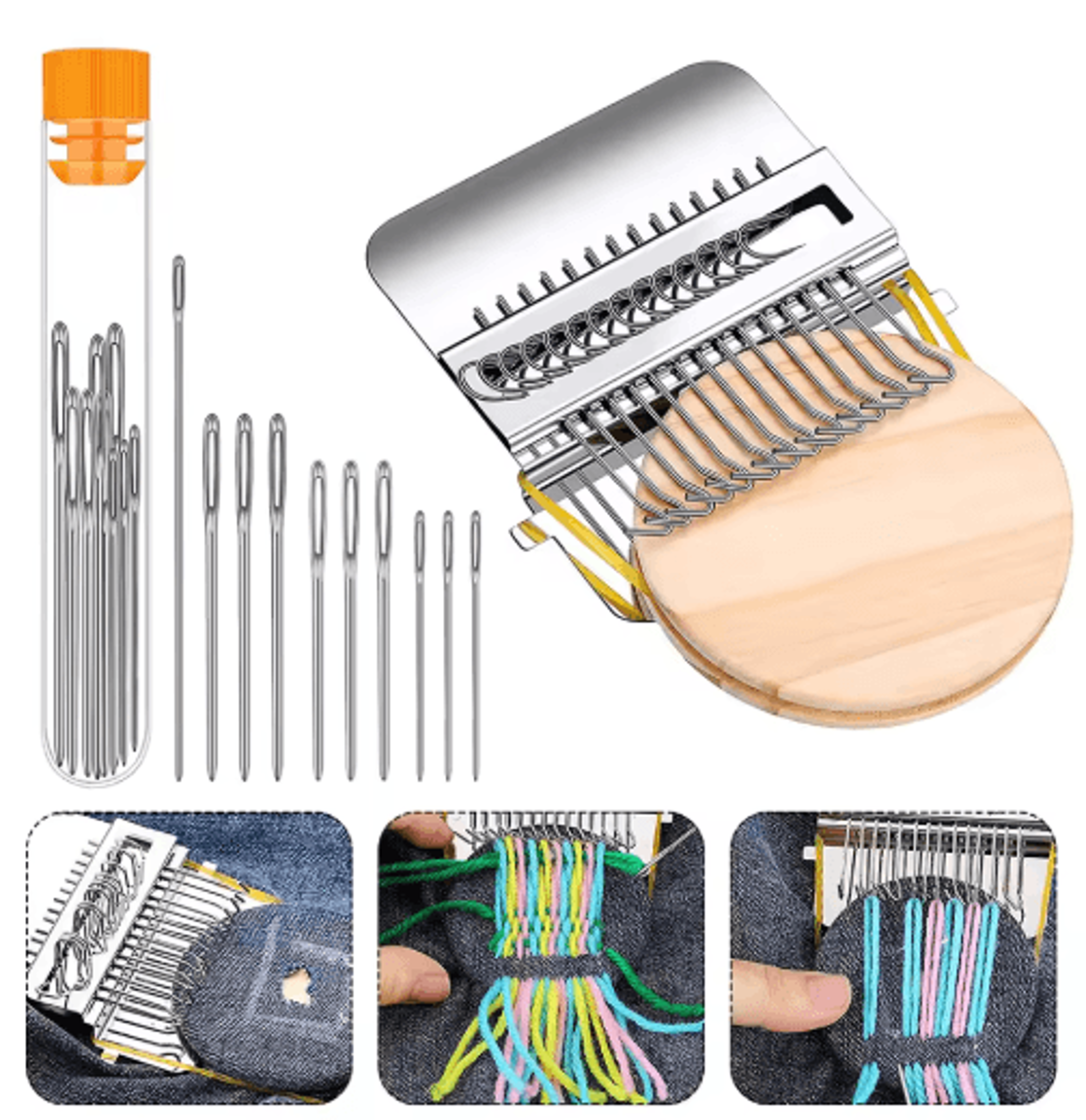Small SpeedweveStyle Darning Loom Kit With 14 Hooks 7