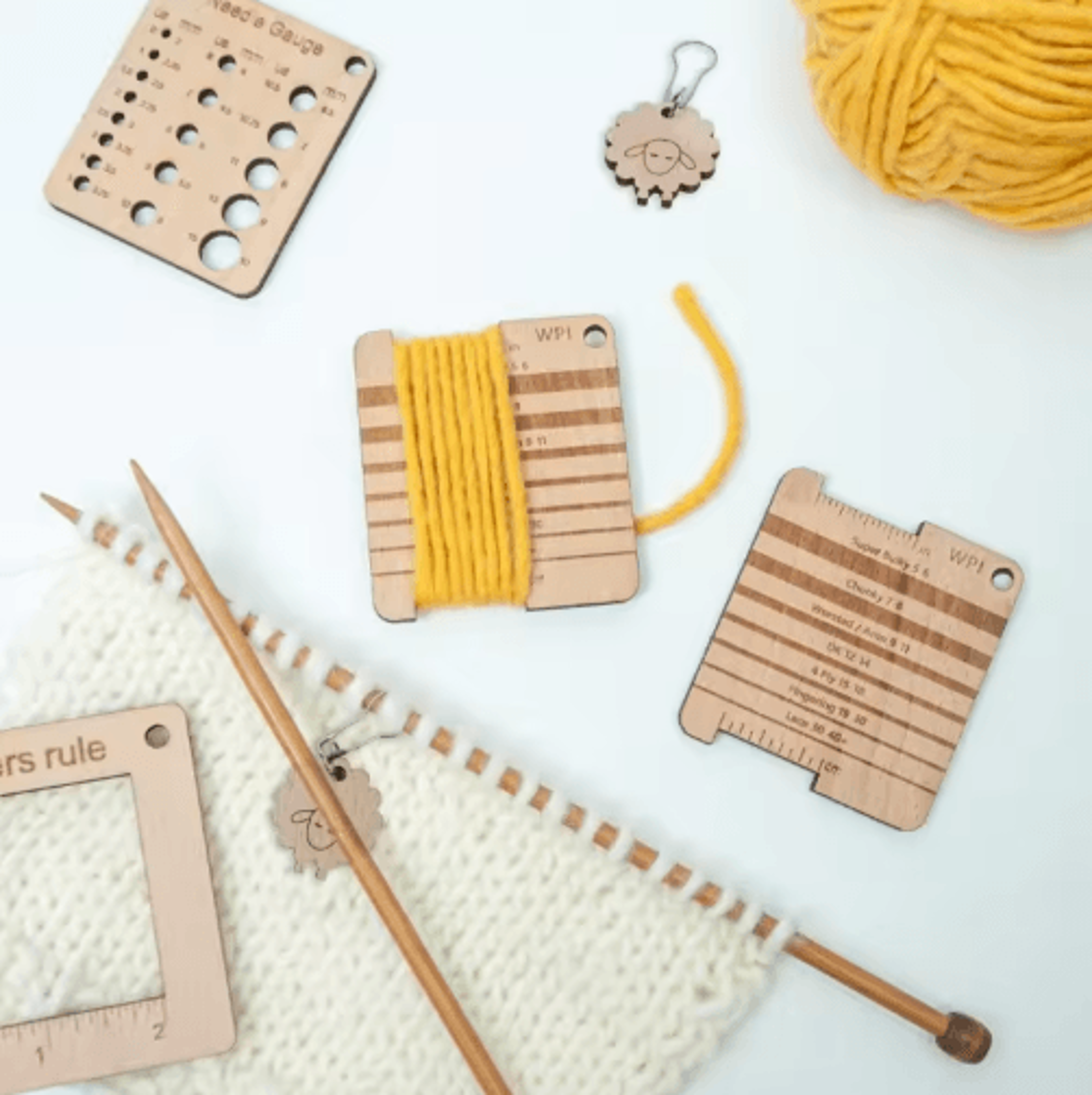 Knitting Yarn Gauge  Needle Measuring Ruler Set 4