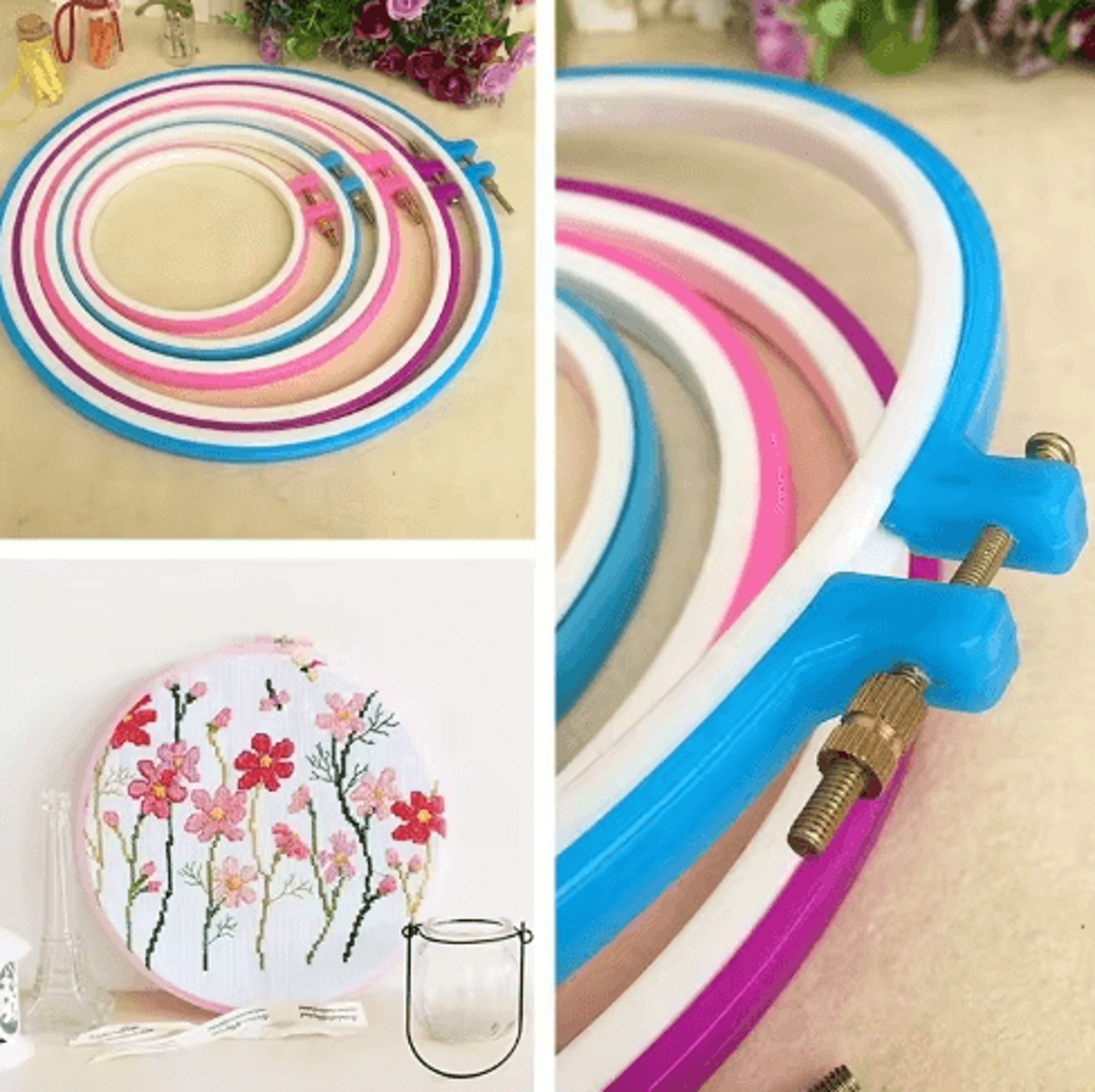 5PCS Adjustable Embroidery  Cross Stitch Hoop Set 3
