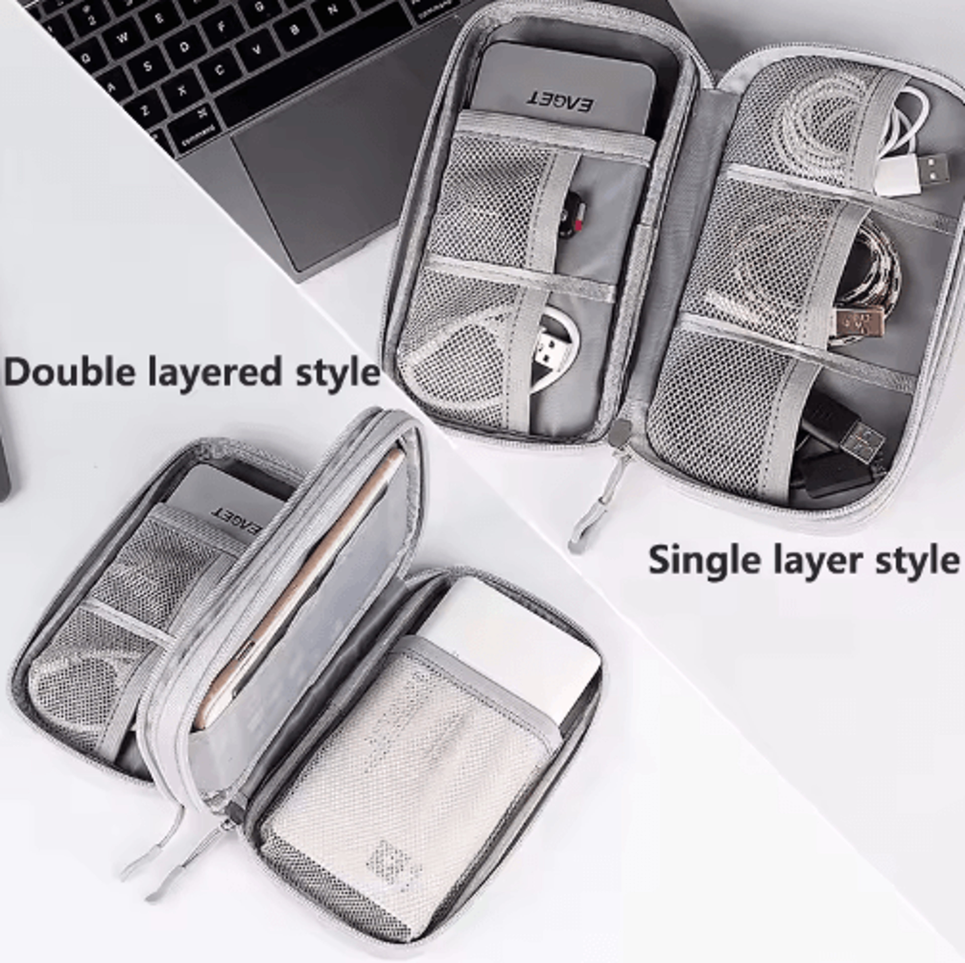 DoubleLayer Waterproof Electronics Travel Organizer 9