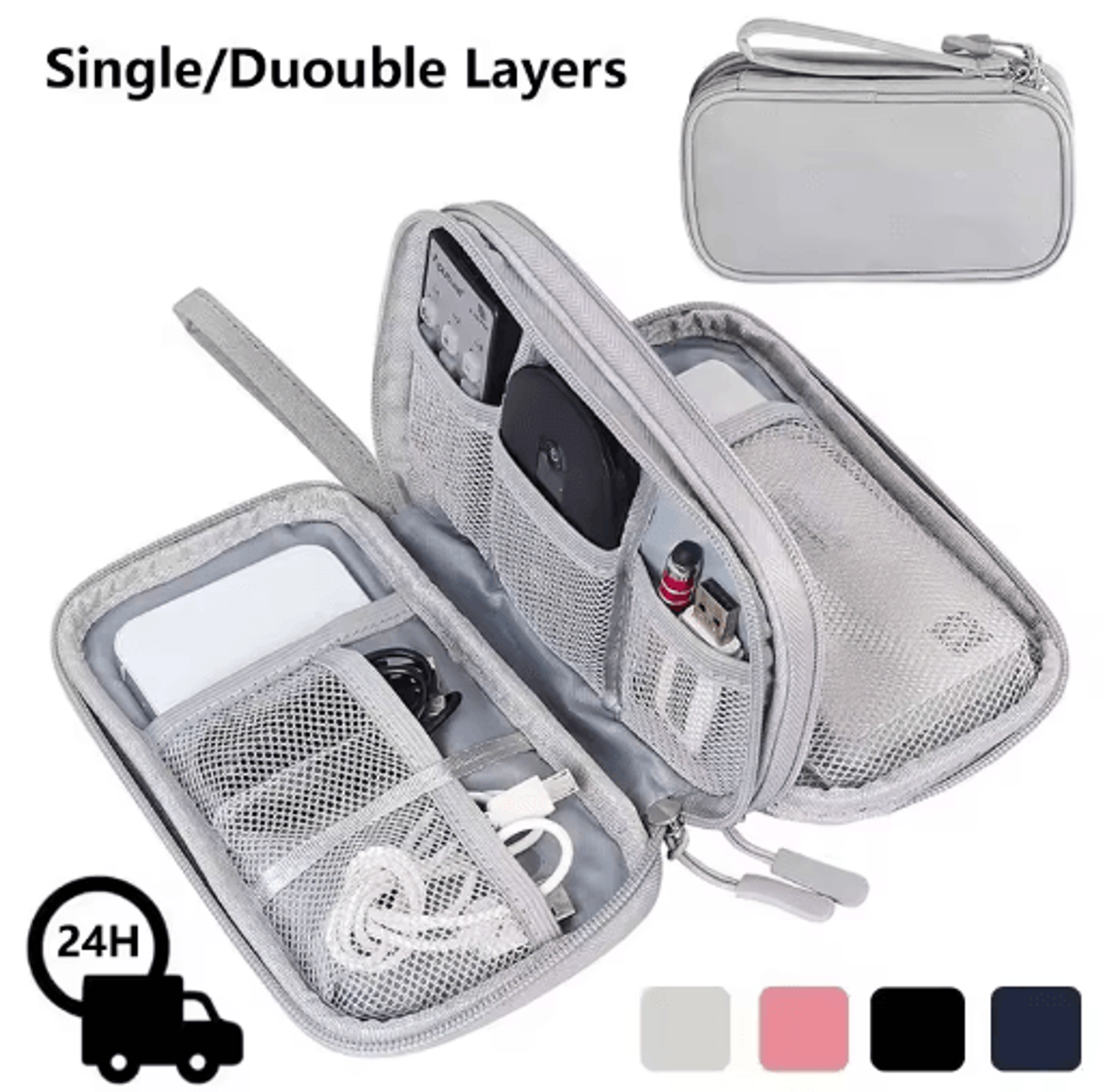 DoubleLayer Waterproof Electronics Travel Organizer 0