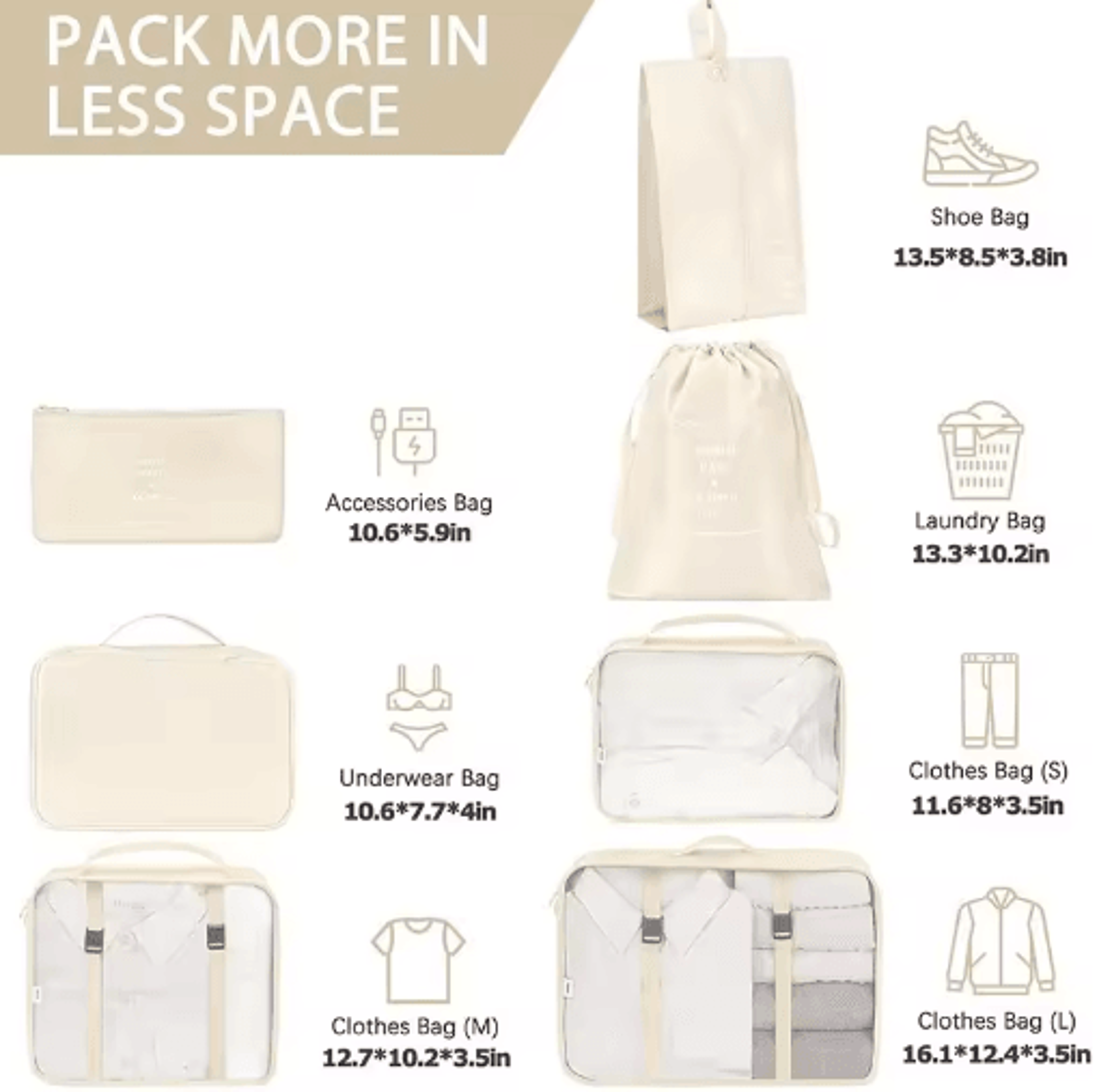 7PCS Travel Packing Cubes  Luggage Organizer Set 22