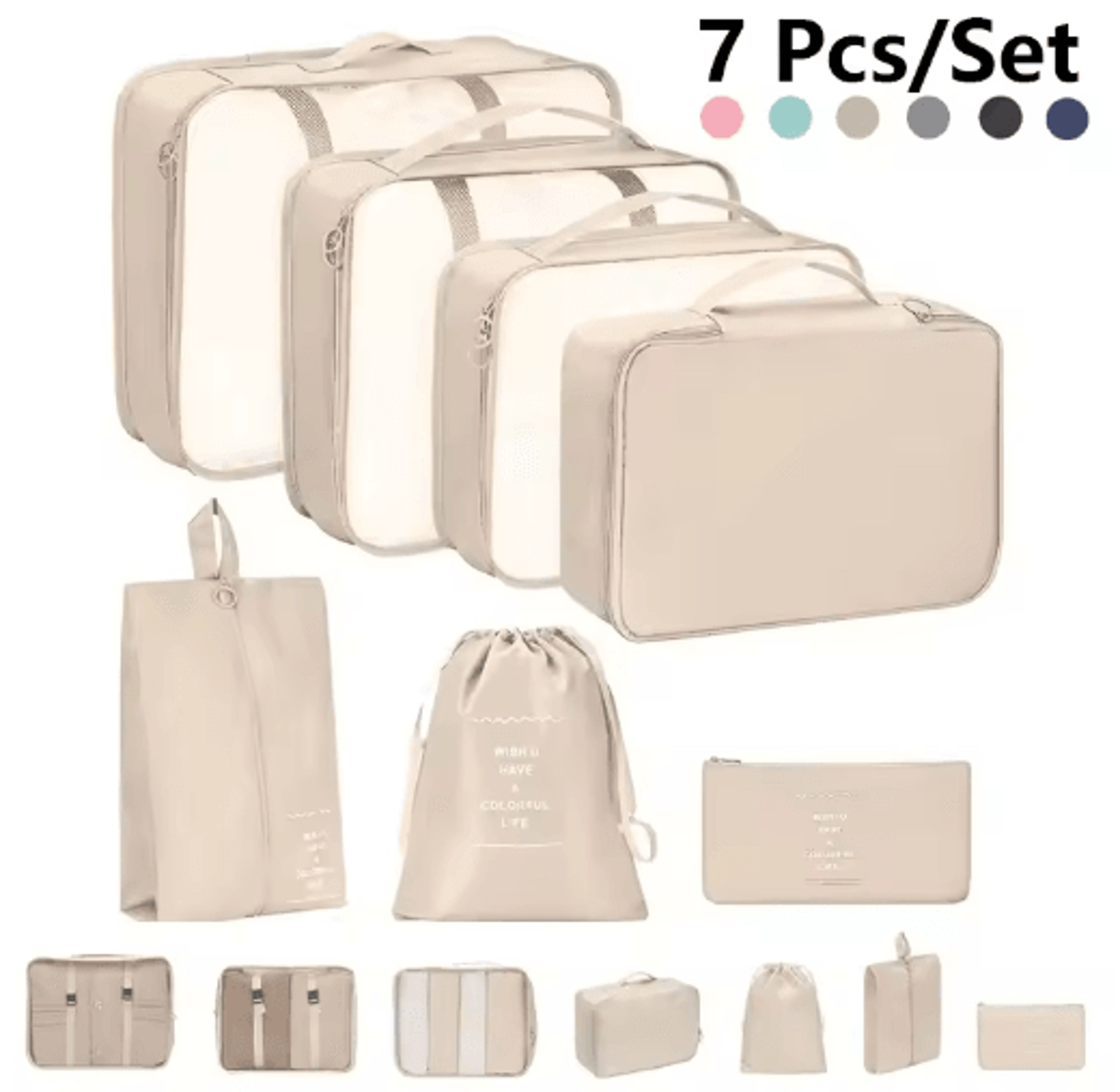 7PCS Travel Packing Cubes  Luggage Organizer Set 0