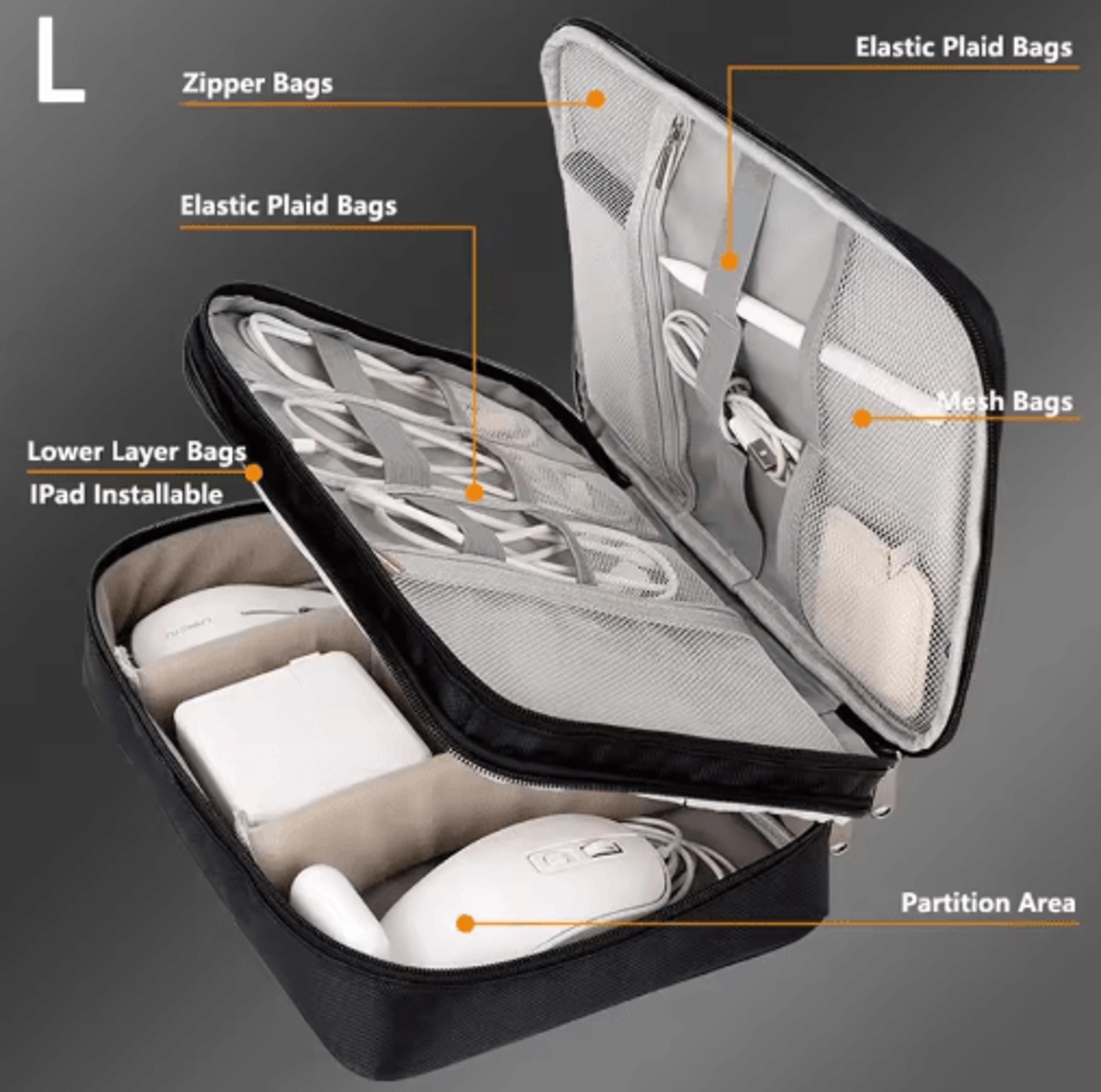 Waterproof Travel Cable  Electronics Organizer Case 23