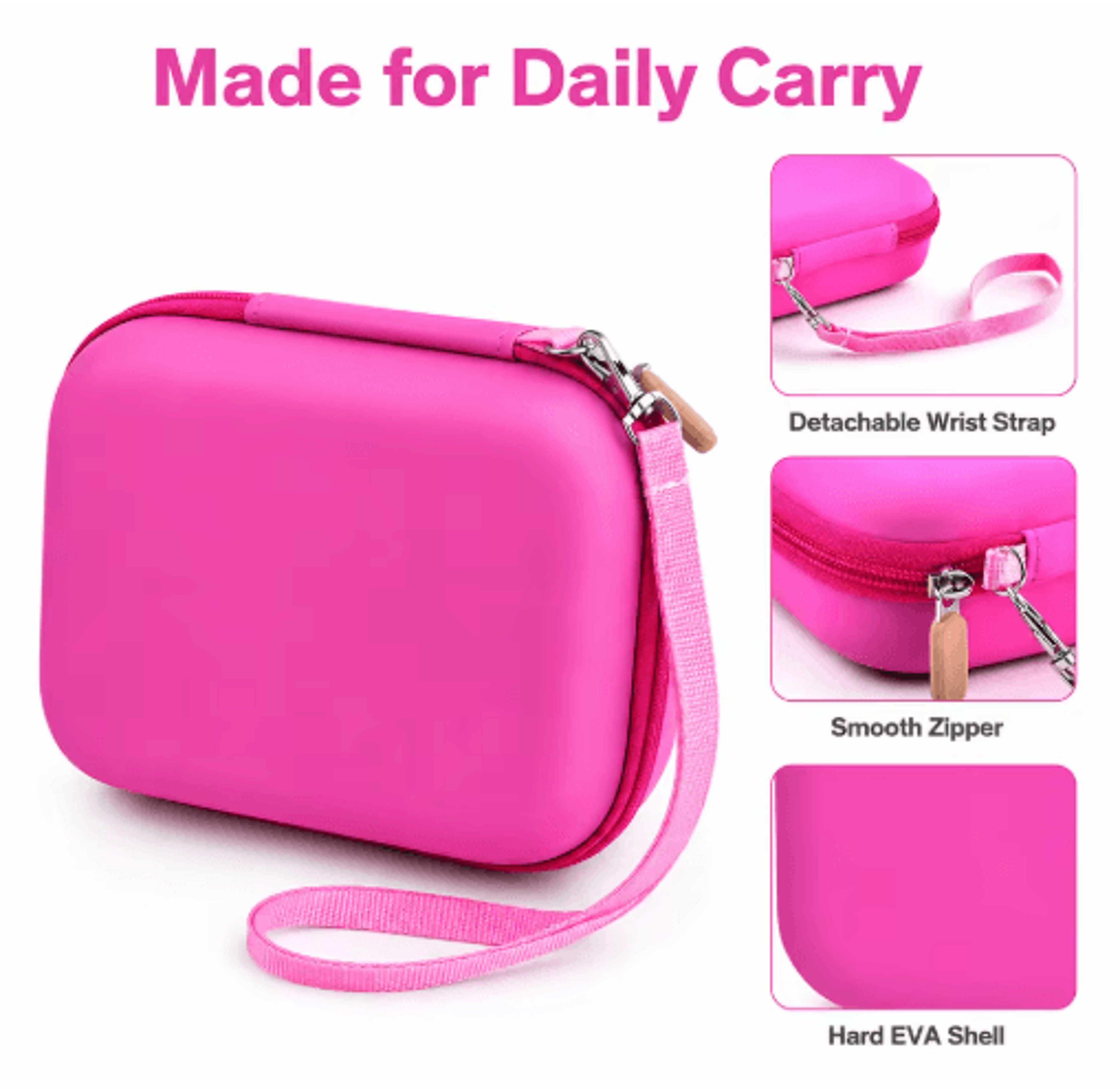 Pink Hard EVA Kids Camera Travel Case 6