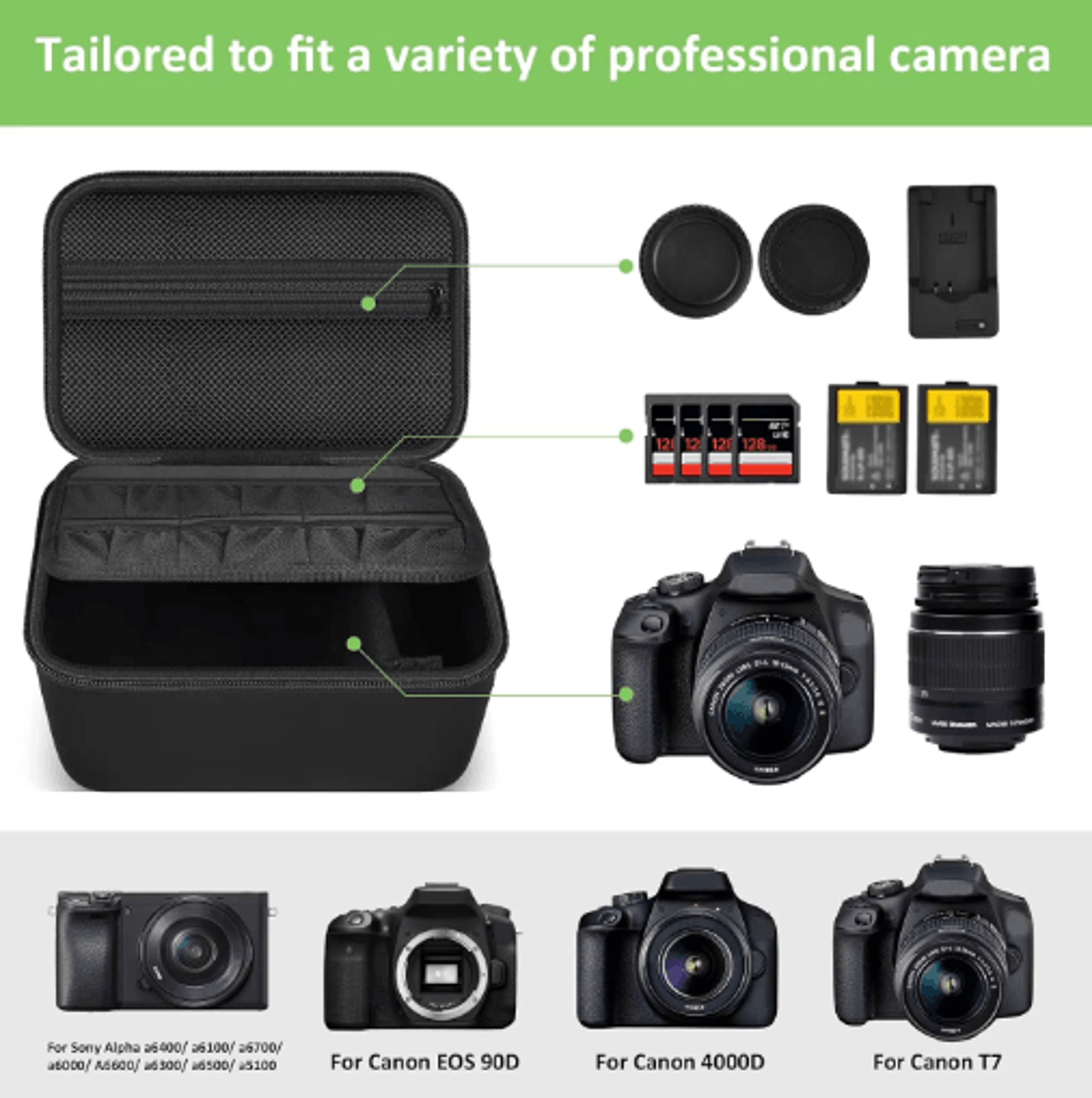 Protective DSLR Camera Case For Canon EOS Rebel  Sony Alpha 6
