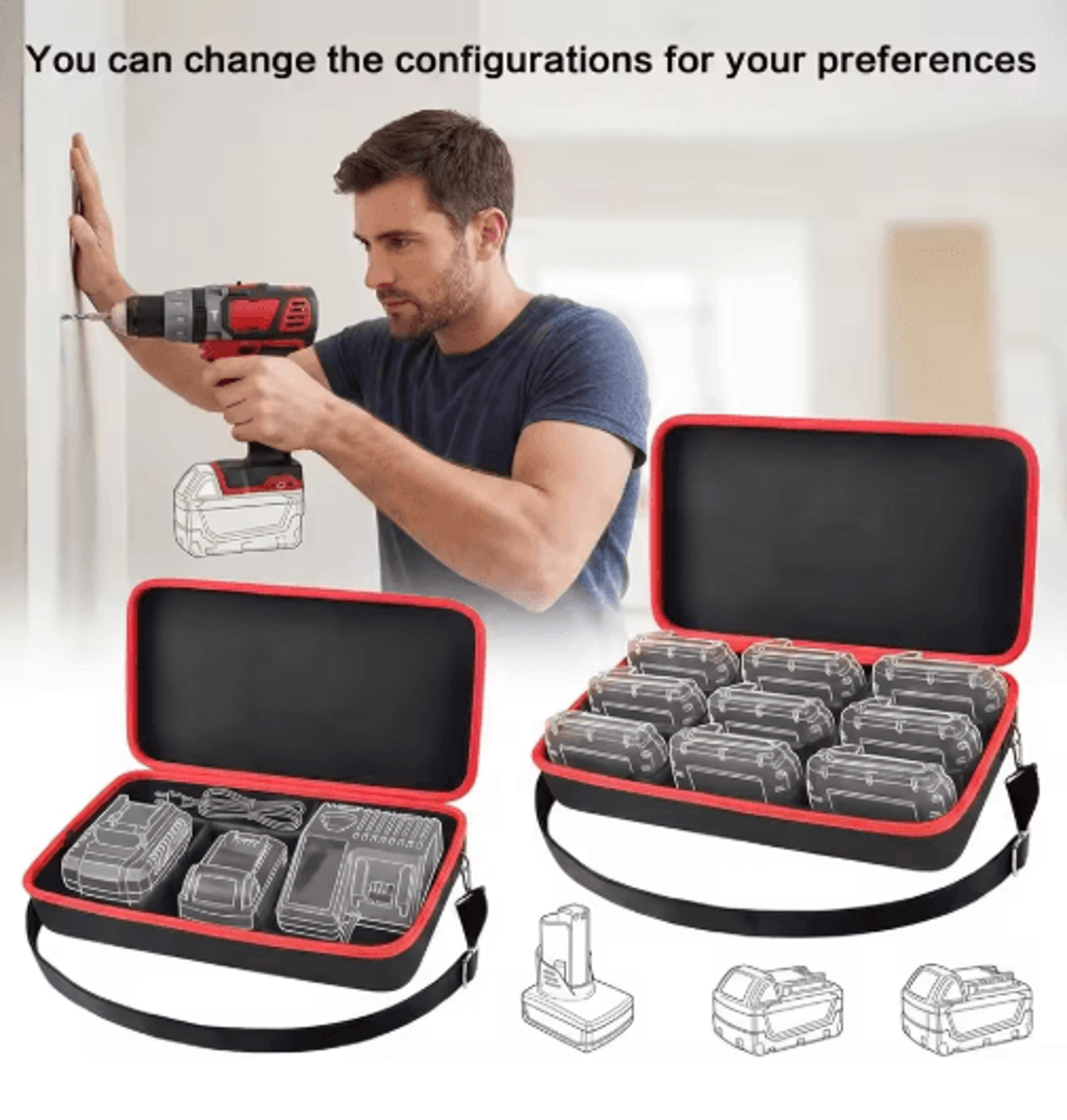 ExtraLarge Power Tool Battery And Charger Carrying Case 6