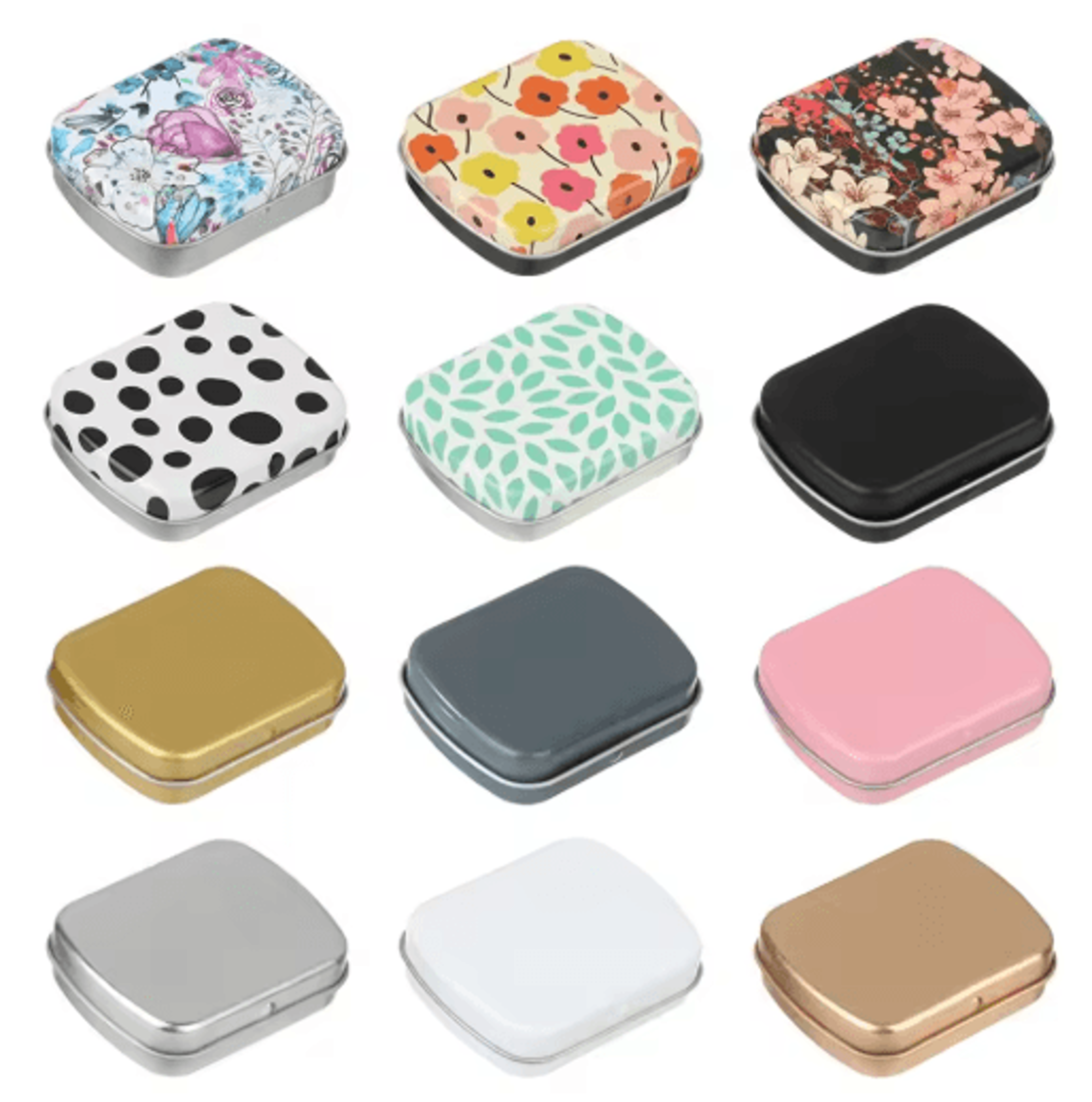 Mini Metal Hinged Tin Storage Box With Lid 12