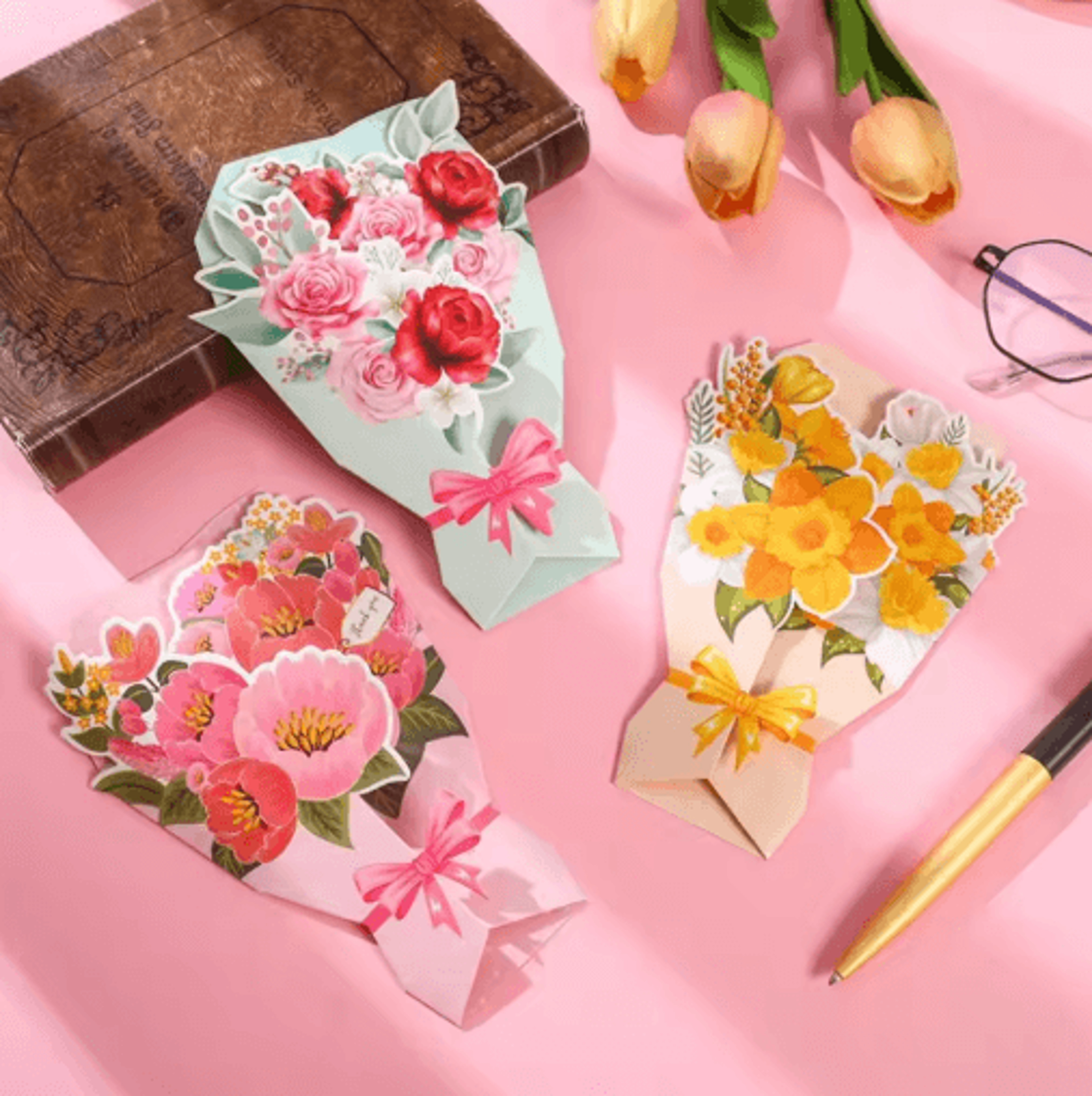 3D Flower Bouquet Thank You Greeting Card 6