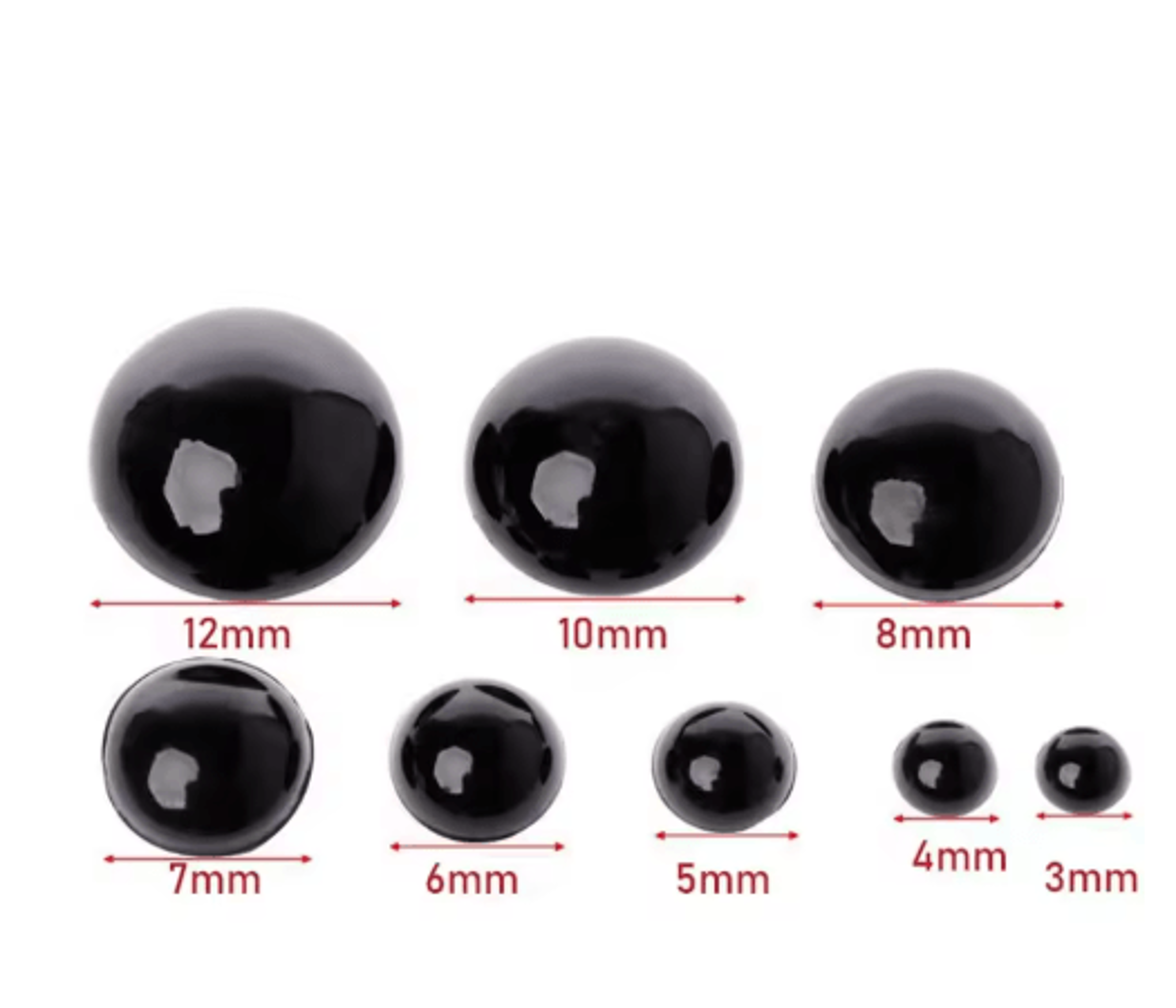 100Piece Black Safety Eyes For Dolls  DIY Crafts 9