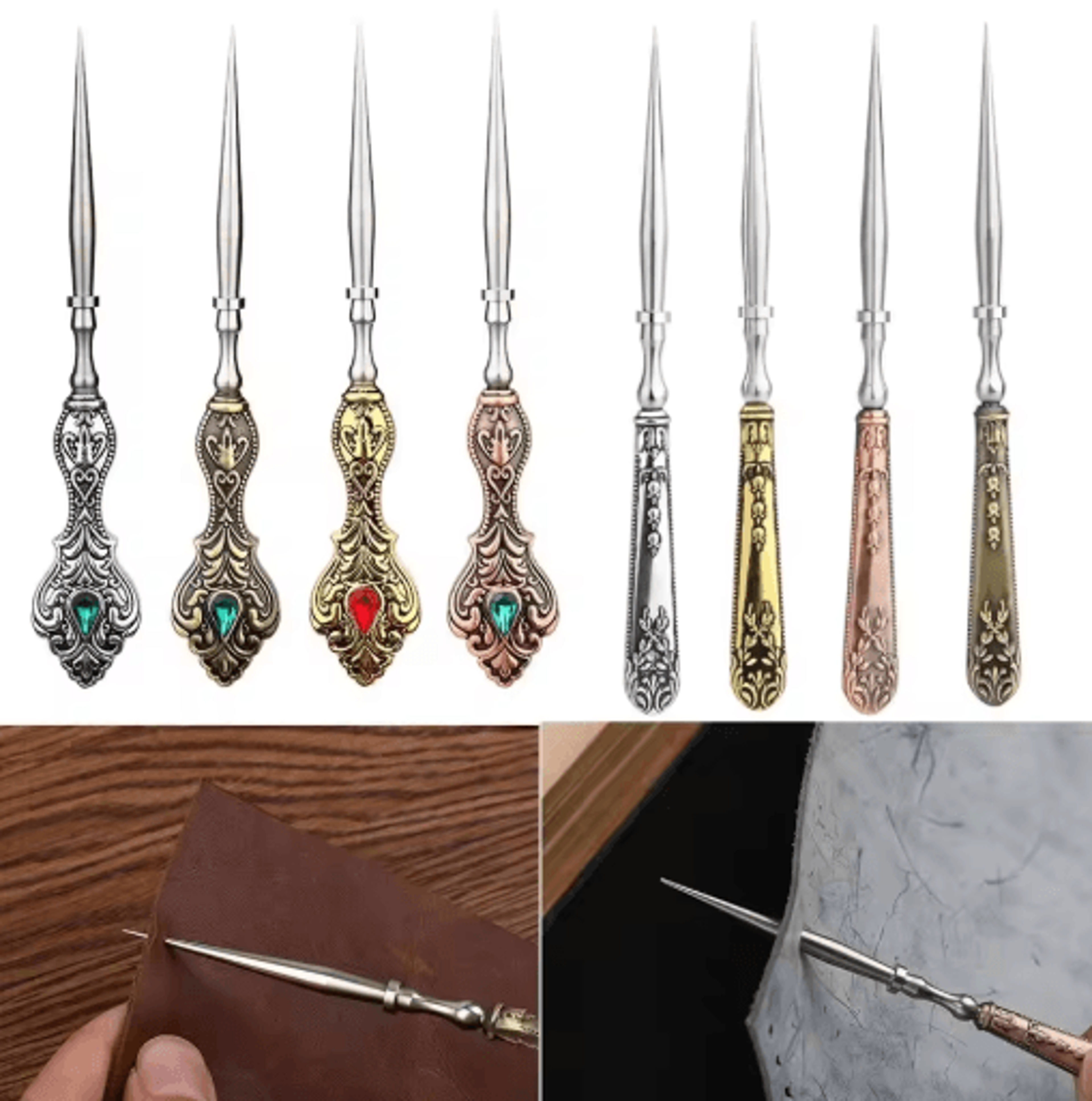 Vintage Metal Sewing Awl For Leather  Hand Stitching 0
