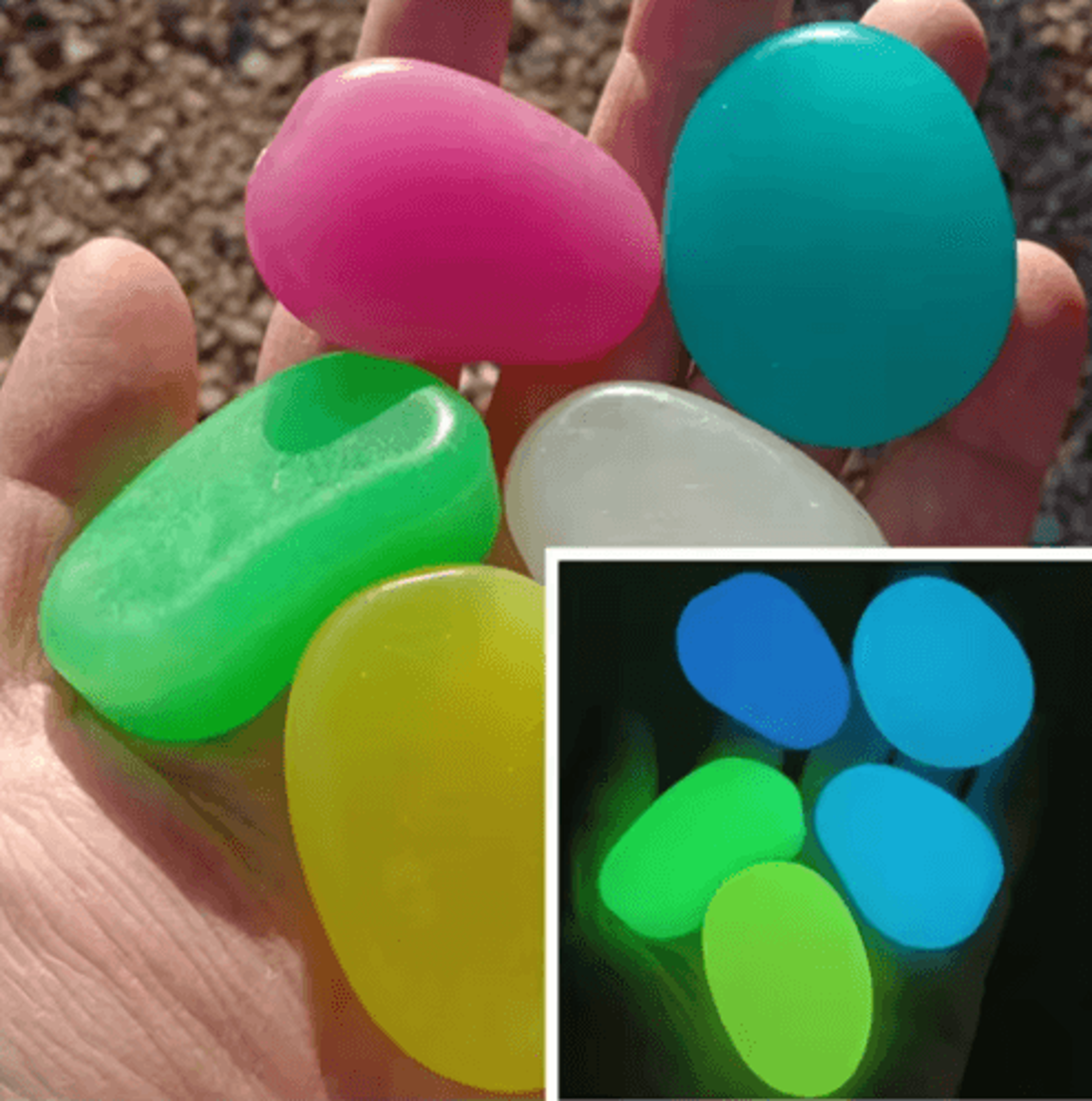 10Piece 45cm GlowintheDark Garden Pebbles 1