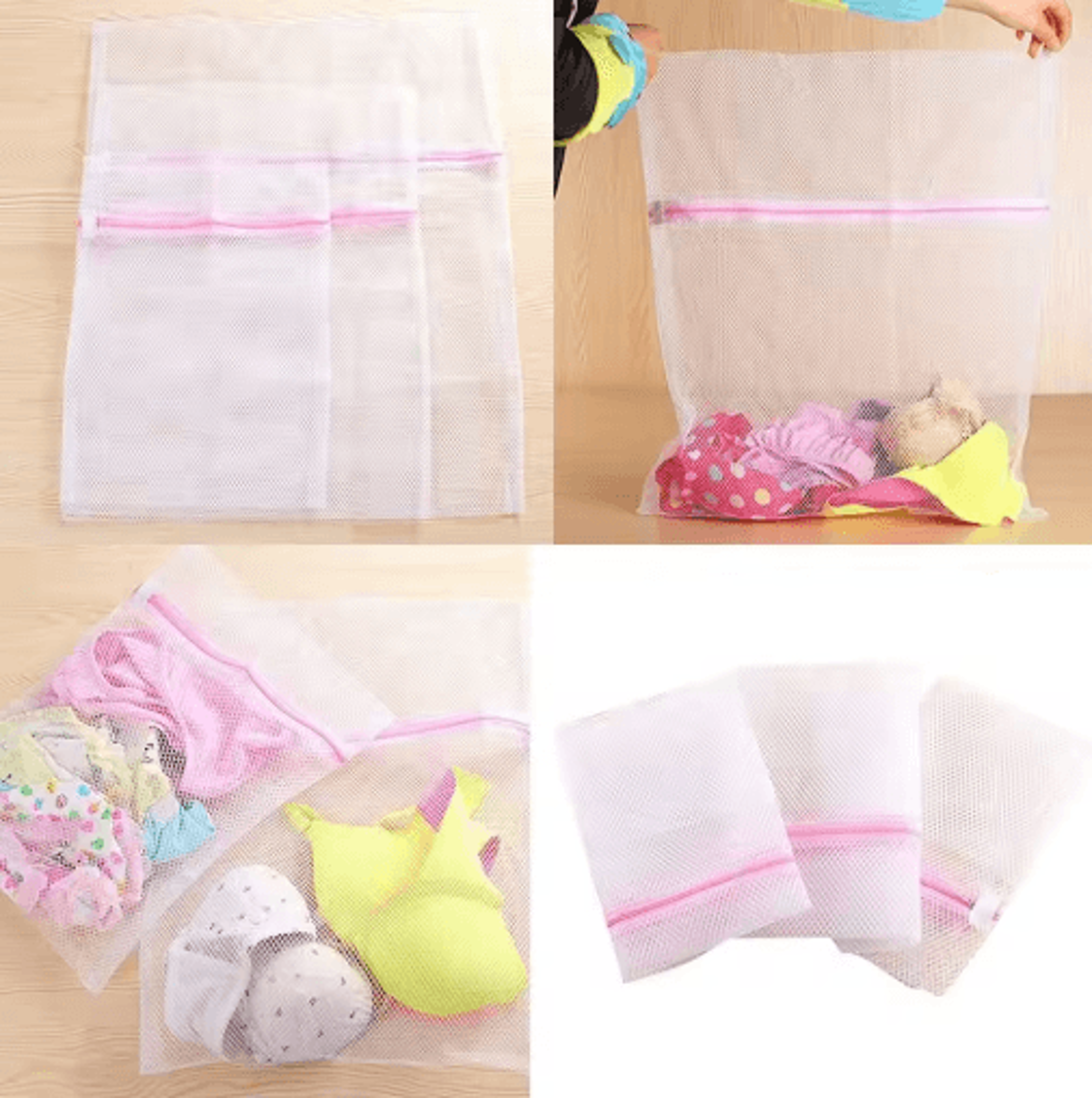 Zippered Mesh Laundry Wash Bags  3 Sizes 4