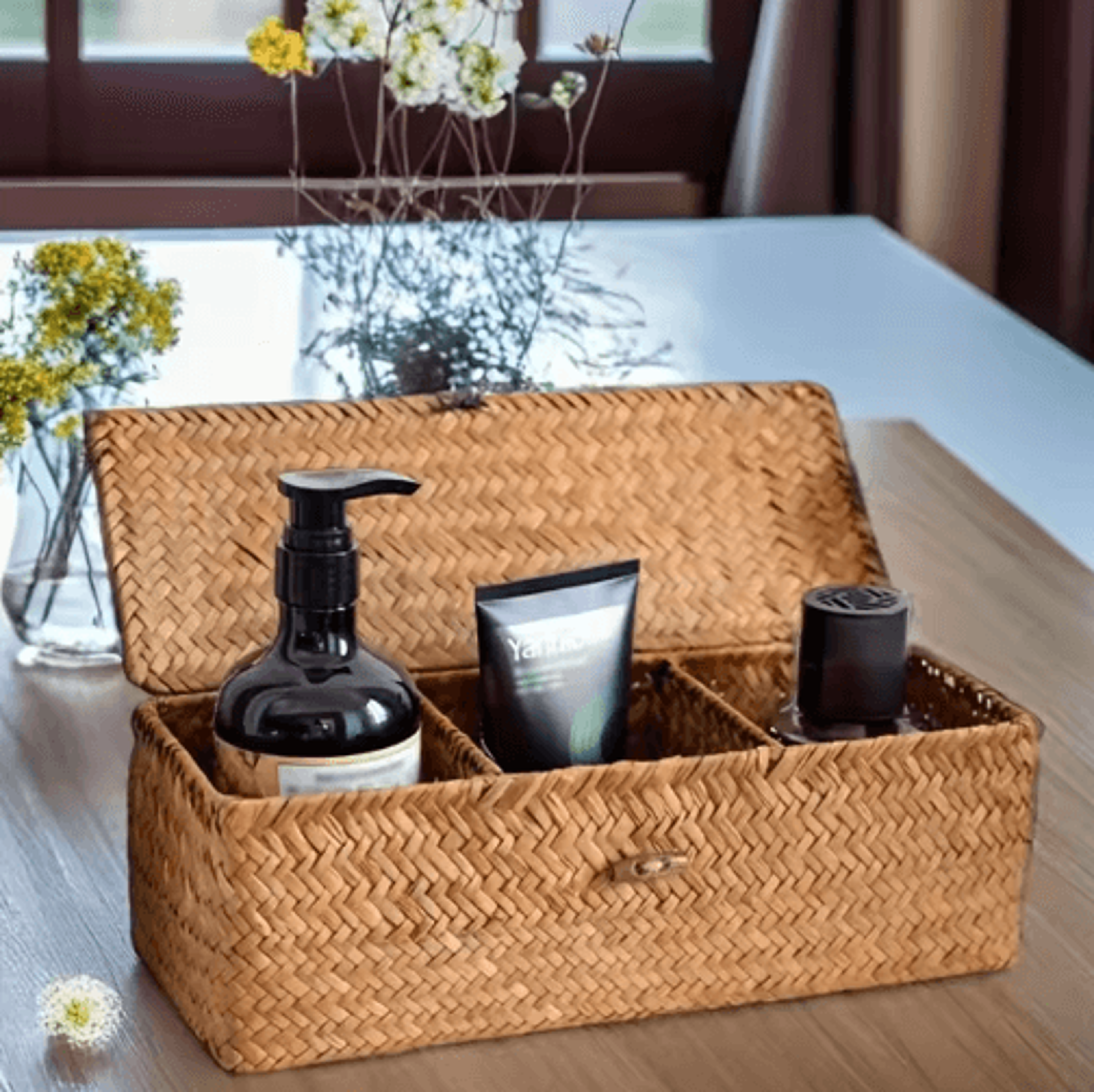 Handwoven Partitioned Storage Basket With Compartments 2