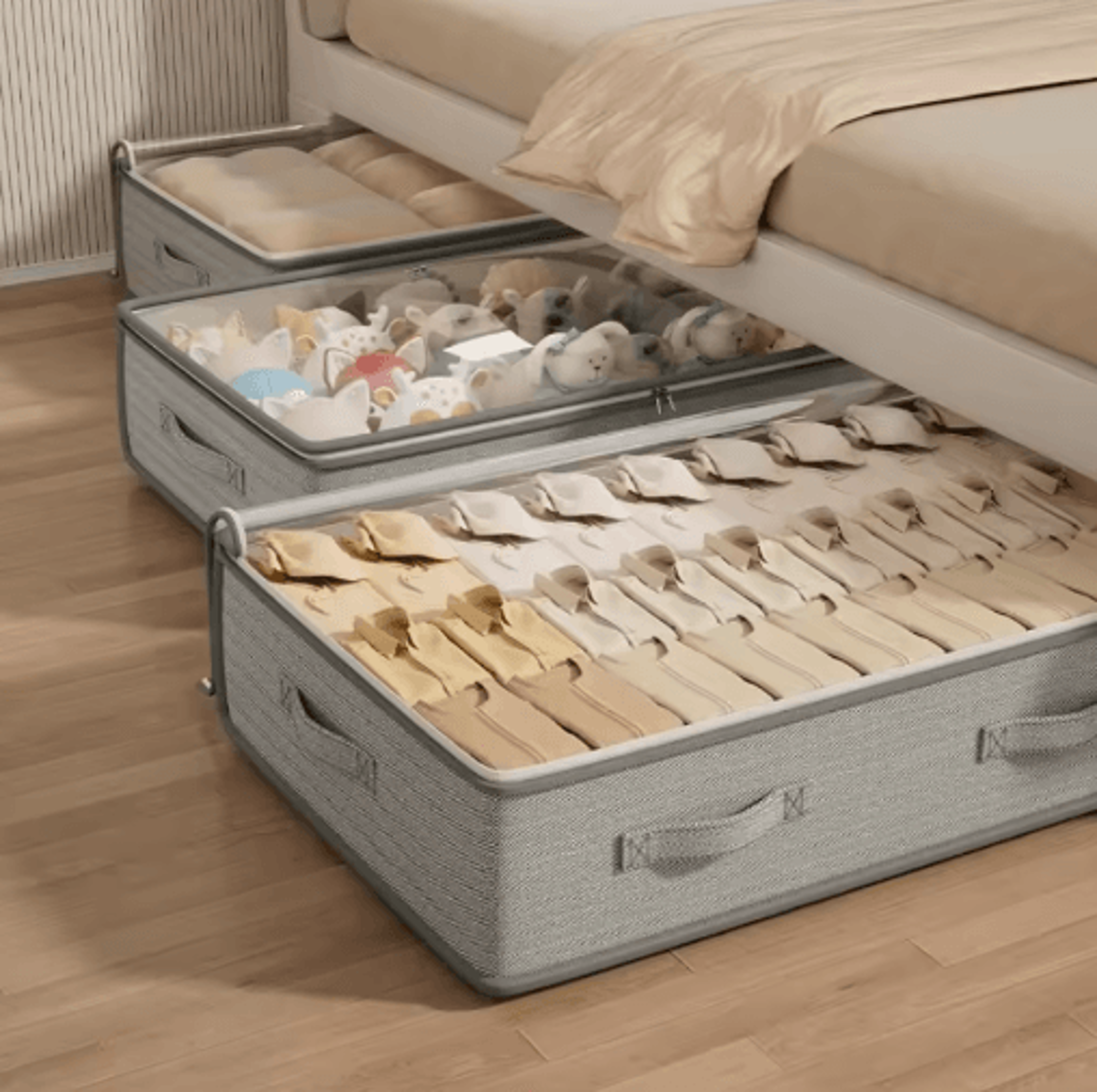 Foldable UnderBed Storage Organizer For Clothes  Linens 0