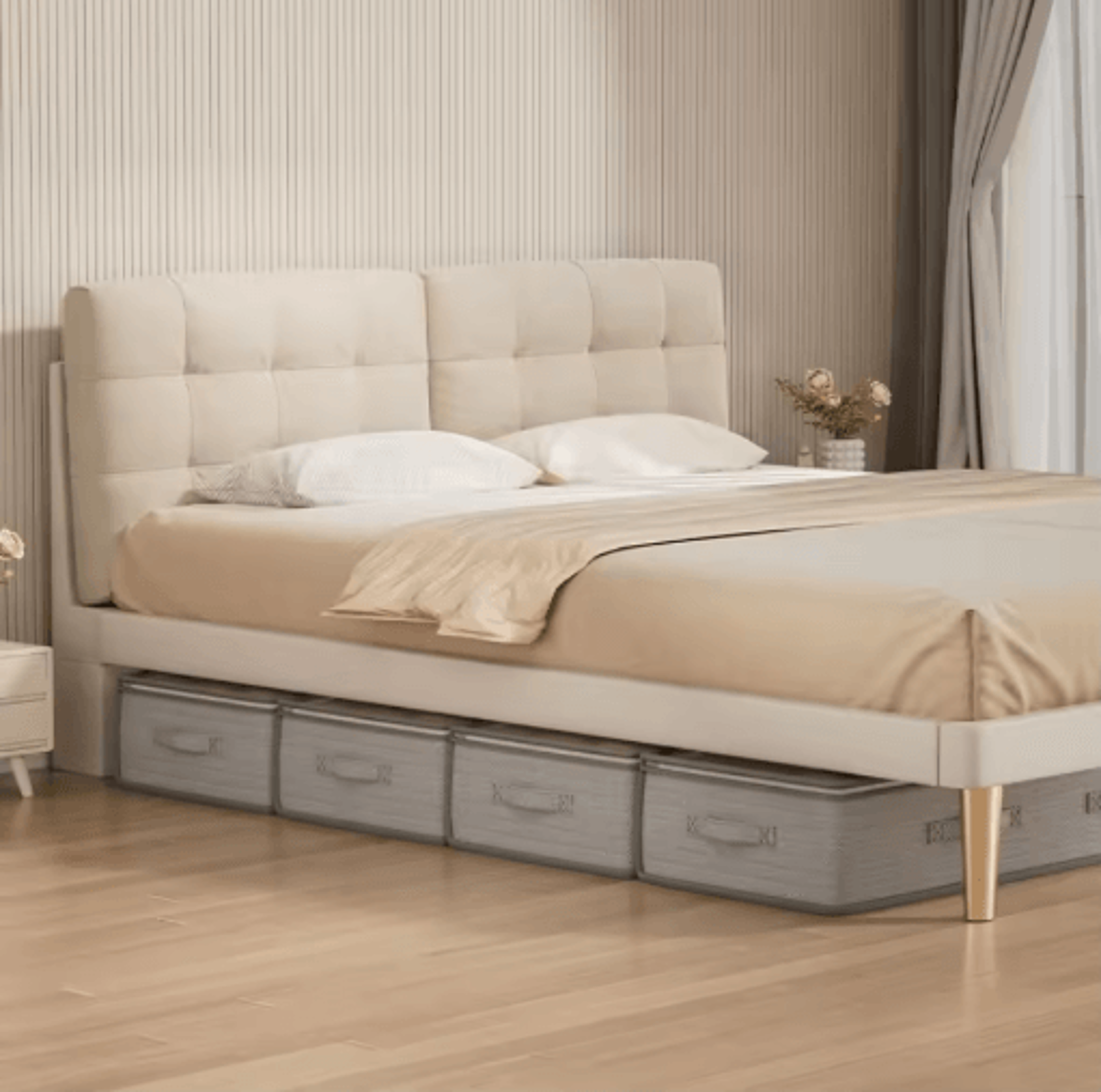Foldable UnderBed Fabric Storage Bins For Clothes  Linens 5