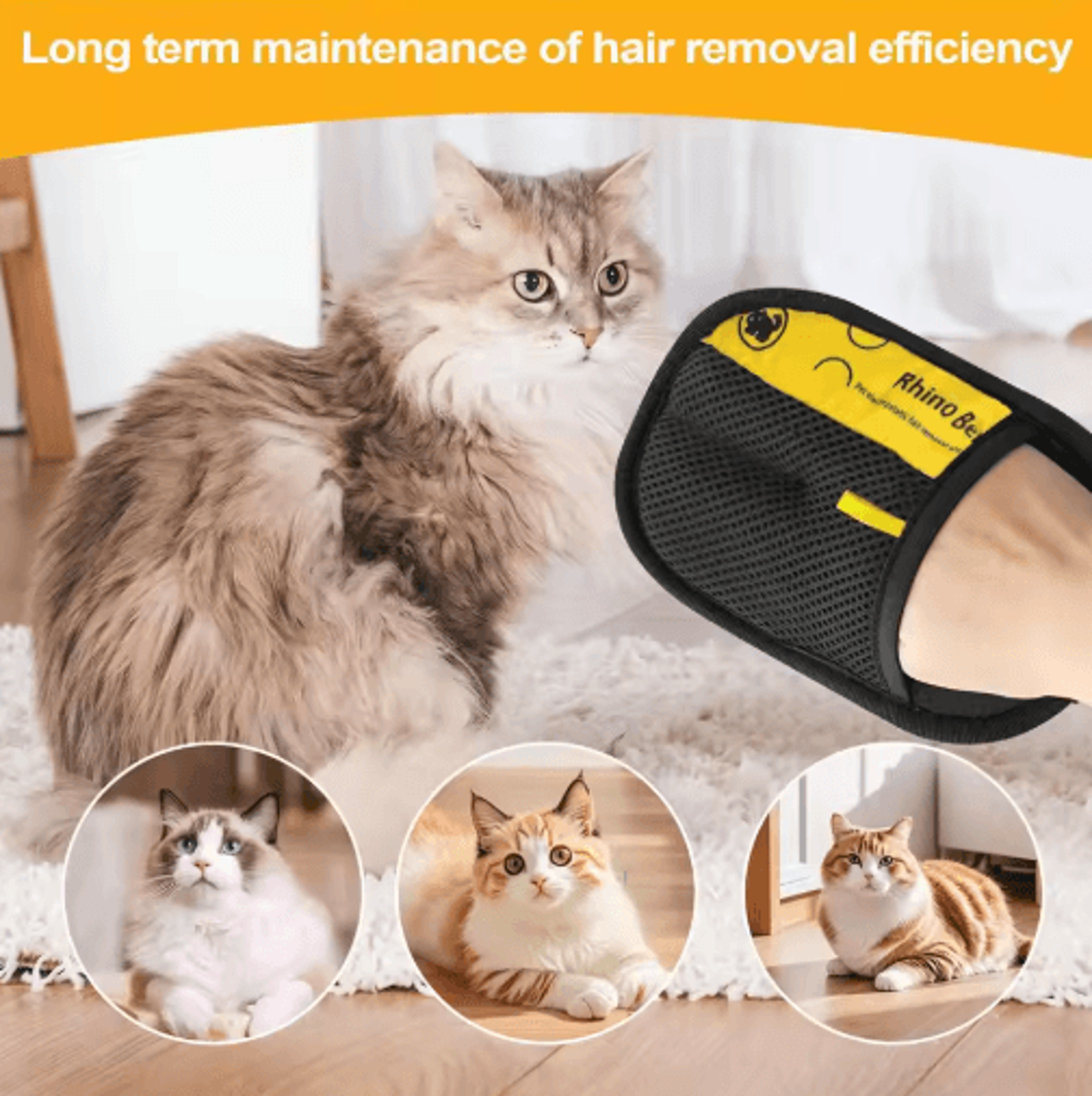 2Piece DoubleSided Cat Grooming  Hair Removal Gloves 3