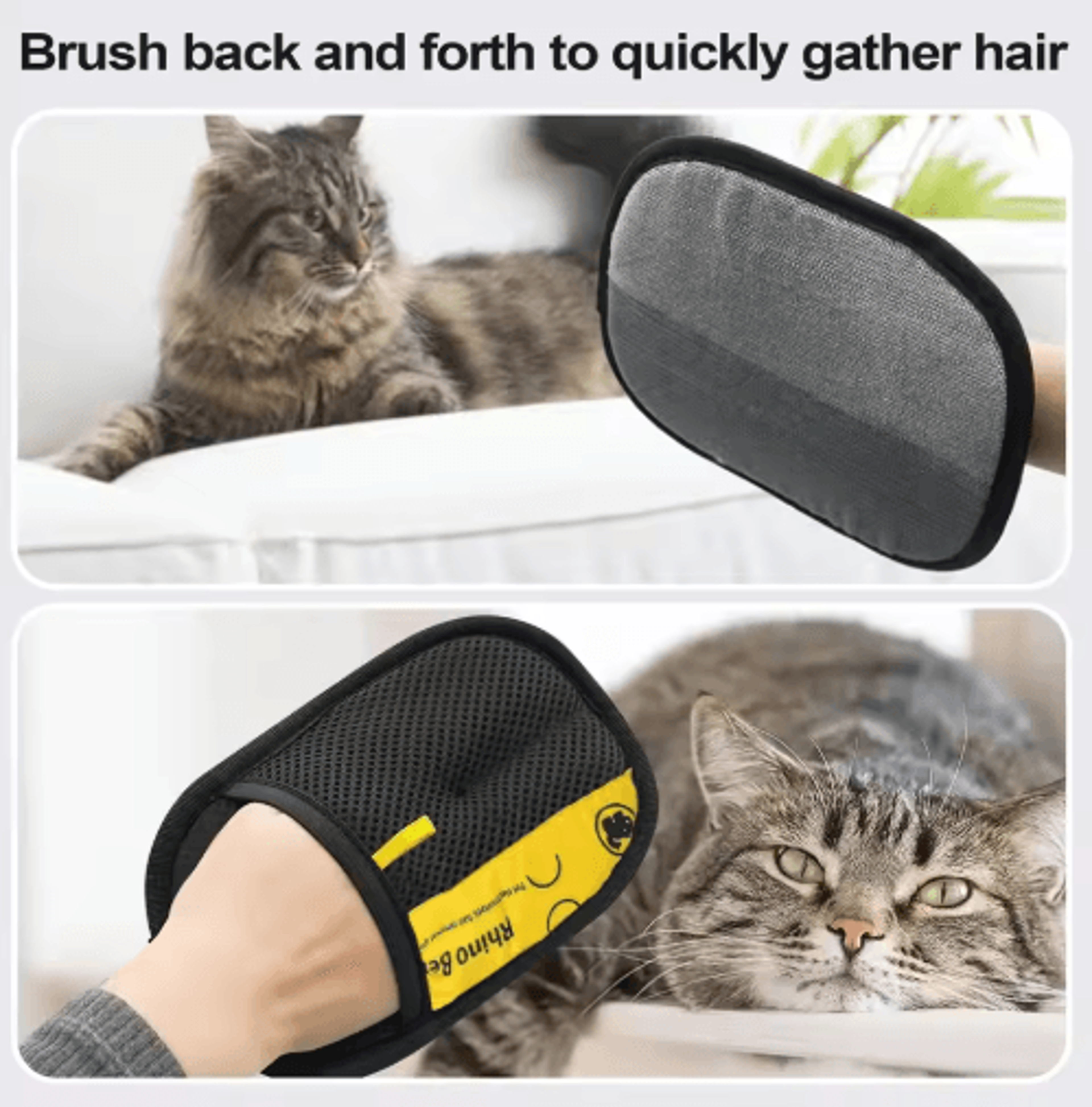 2Piece DoubleSided Cat Grooming  Hair Removal Gloves 5