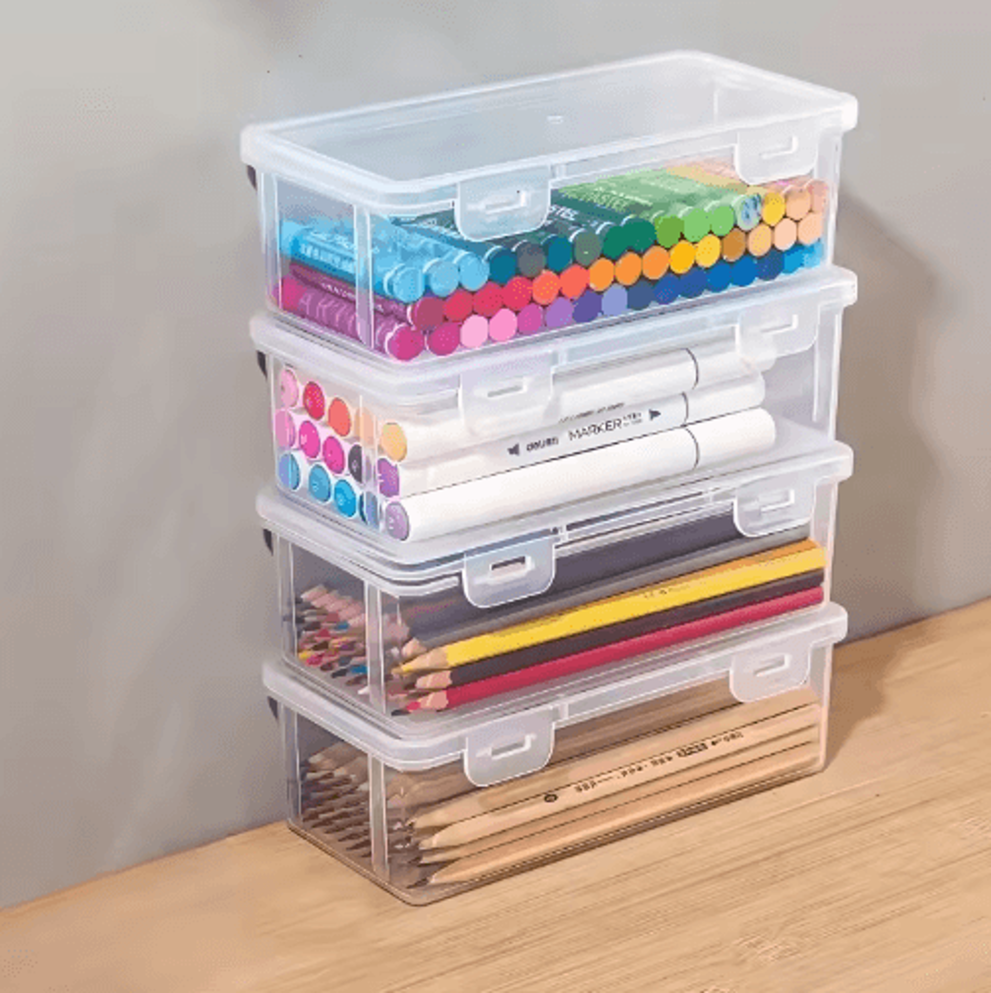 24Piece LargeCapacity Transparent Office Storage Boxes 1