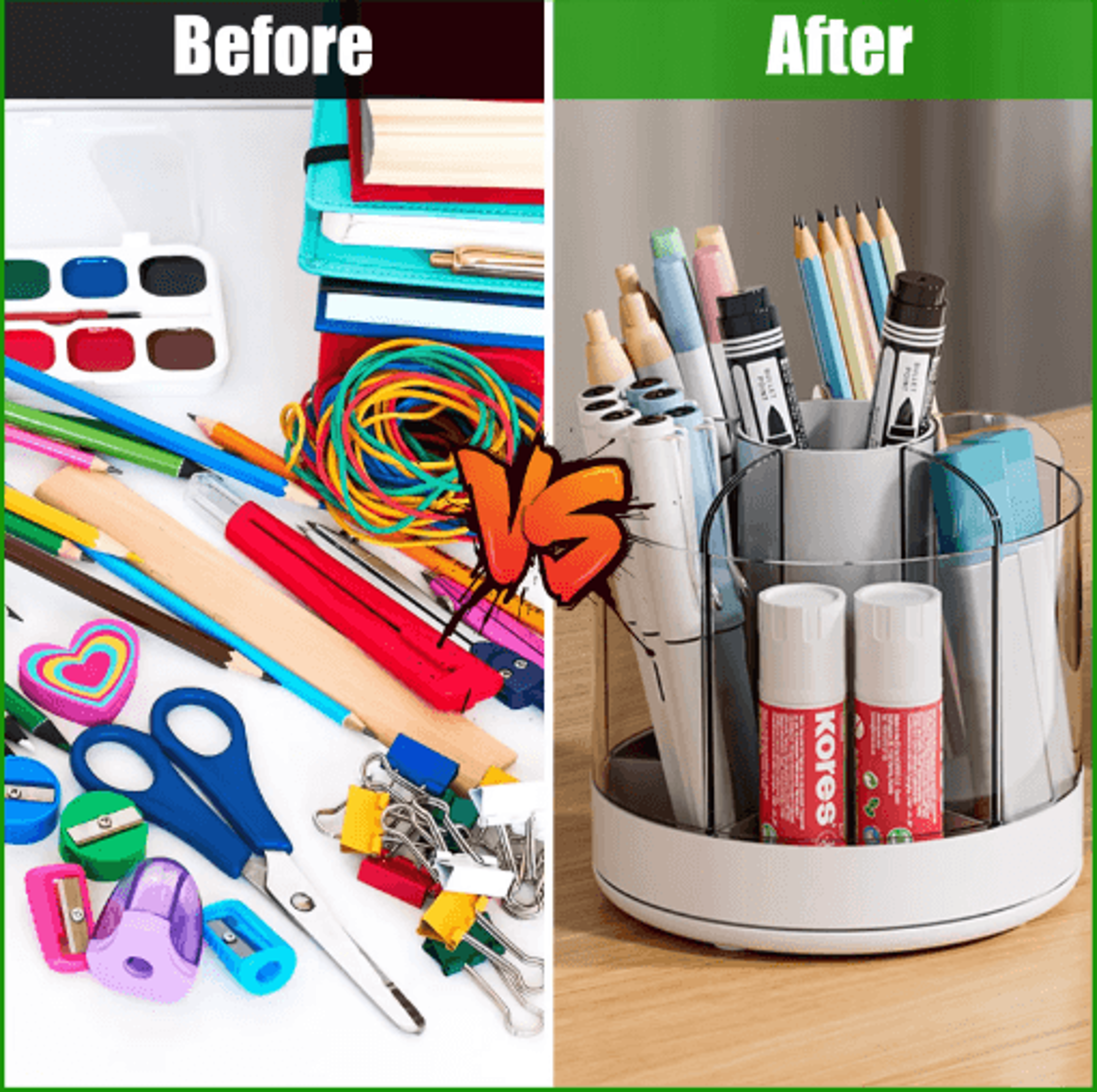 360 Rotating 6Compartment Pencil  Makeup Organizer 4