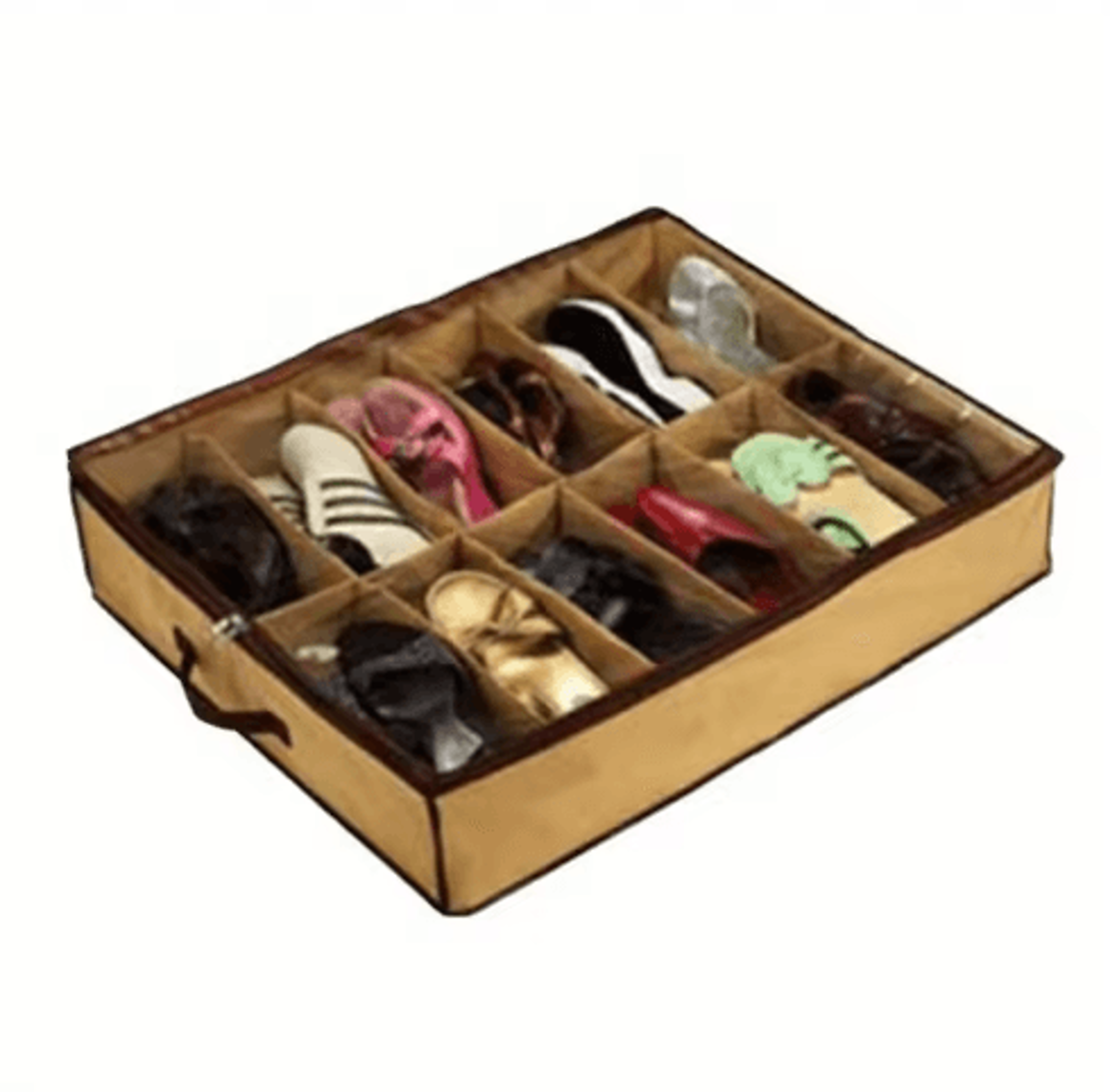 12Compartment Under Bed Shoe Organizer  Dustproof Transparent Shoe Storage Solution 5