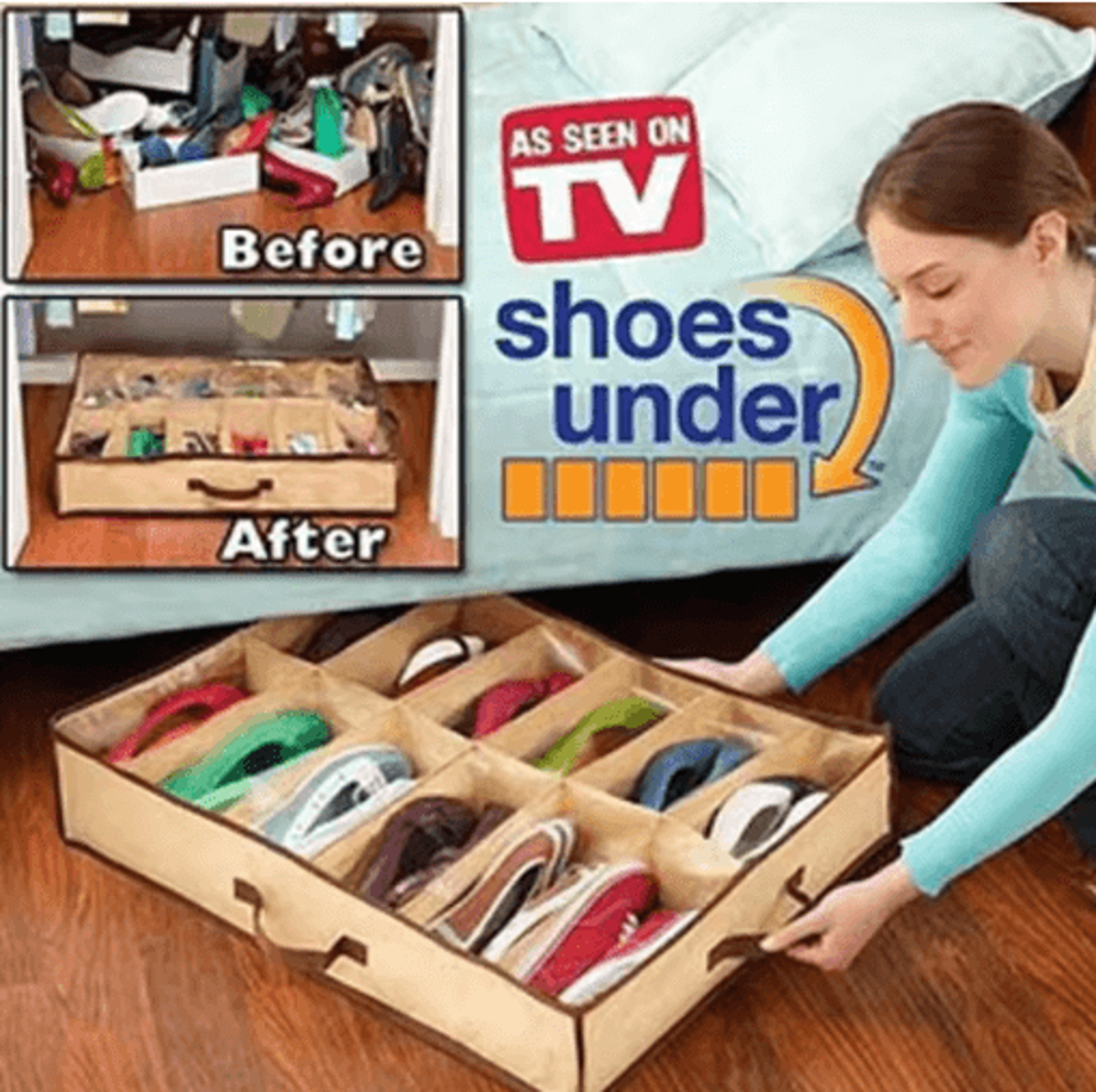 12Compartment Under Bed Shoe Organizer  Dustproof Transparent Shoe Storage Solution 4