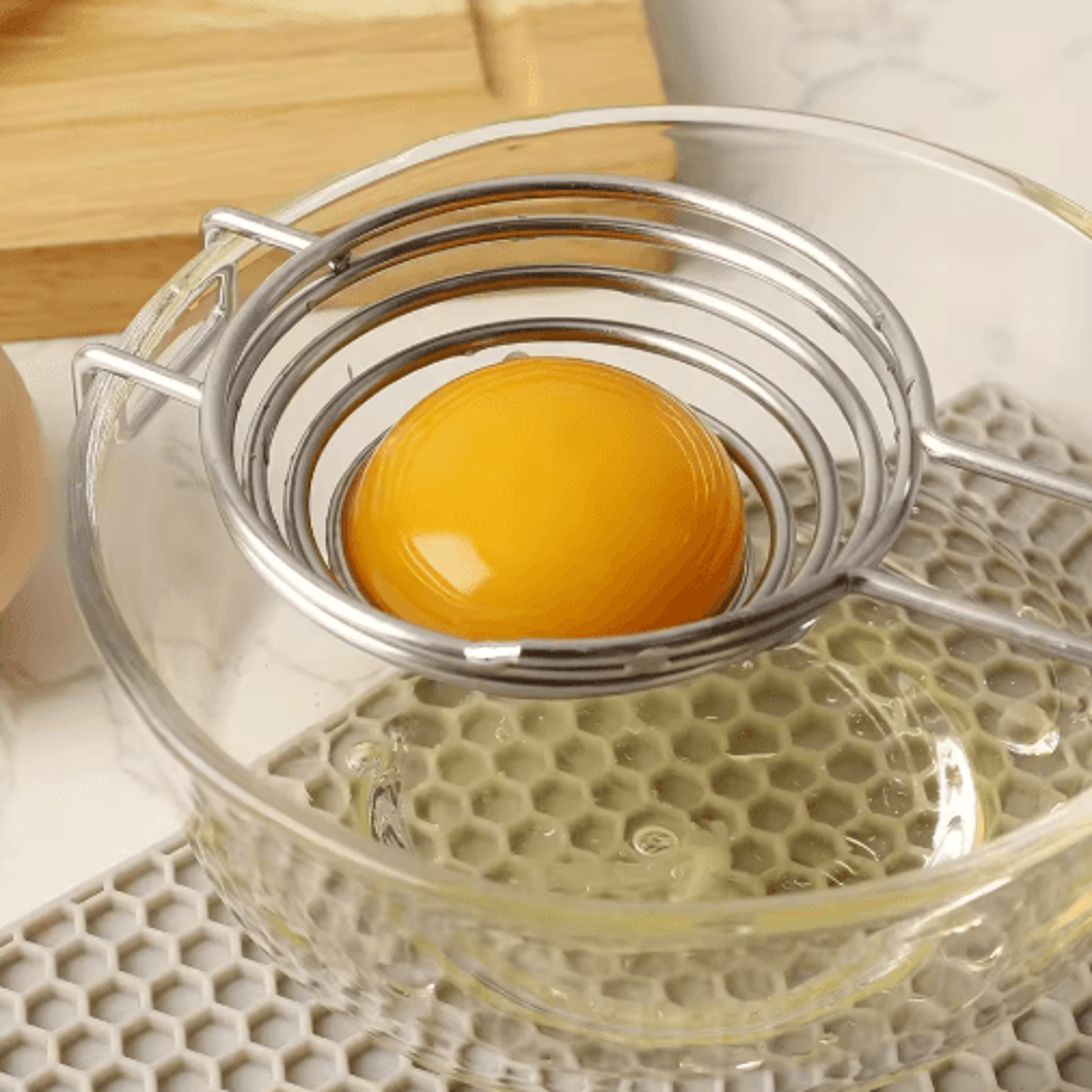 Stainless Steel Egg Yolk Separator  Easy Egg White  Yolk Divider With Filter Design 3