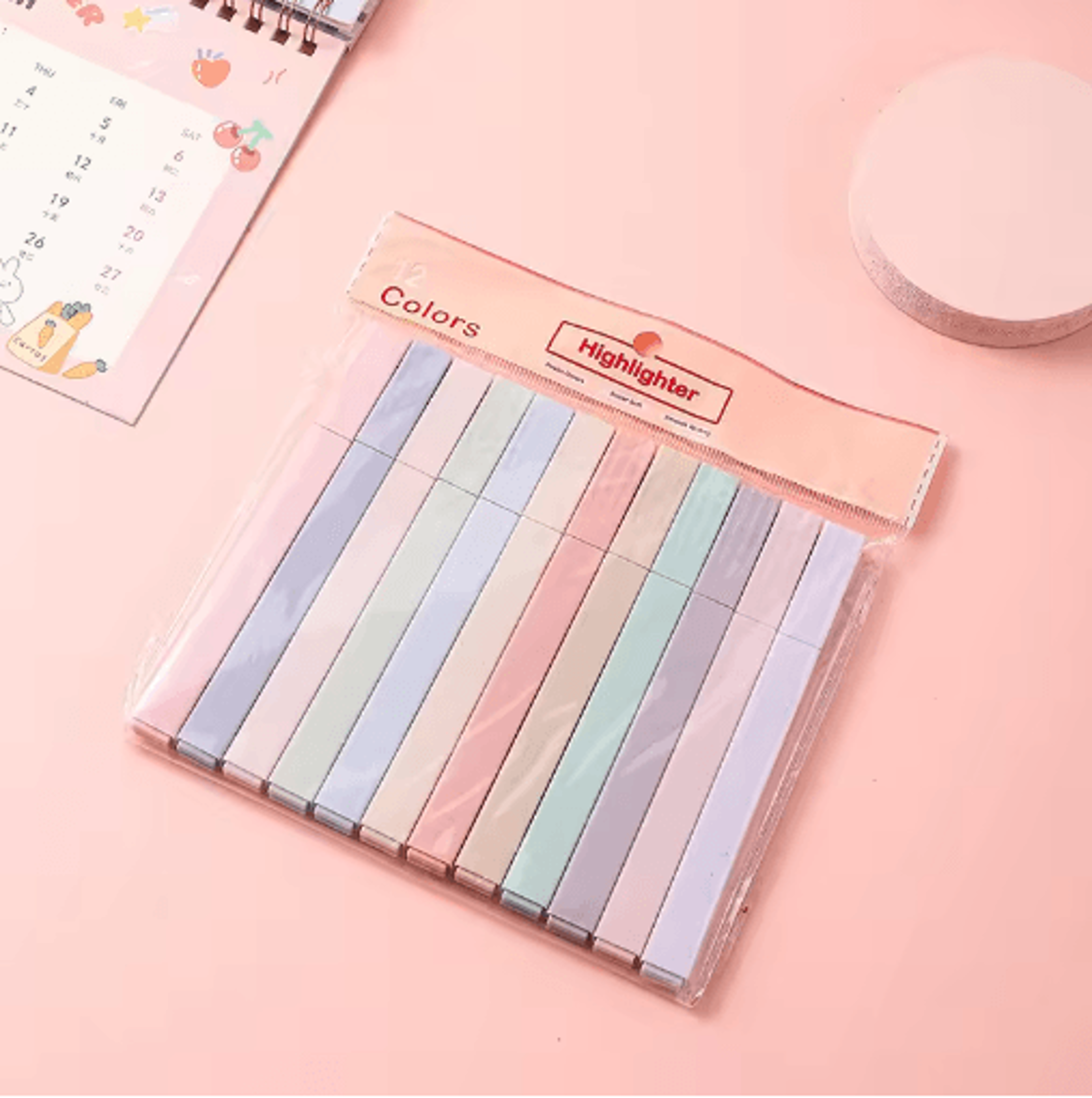 12Pcs Square Highlighter Markers  Colorful Journaling  School Stationery Set 1