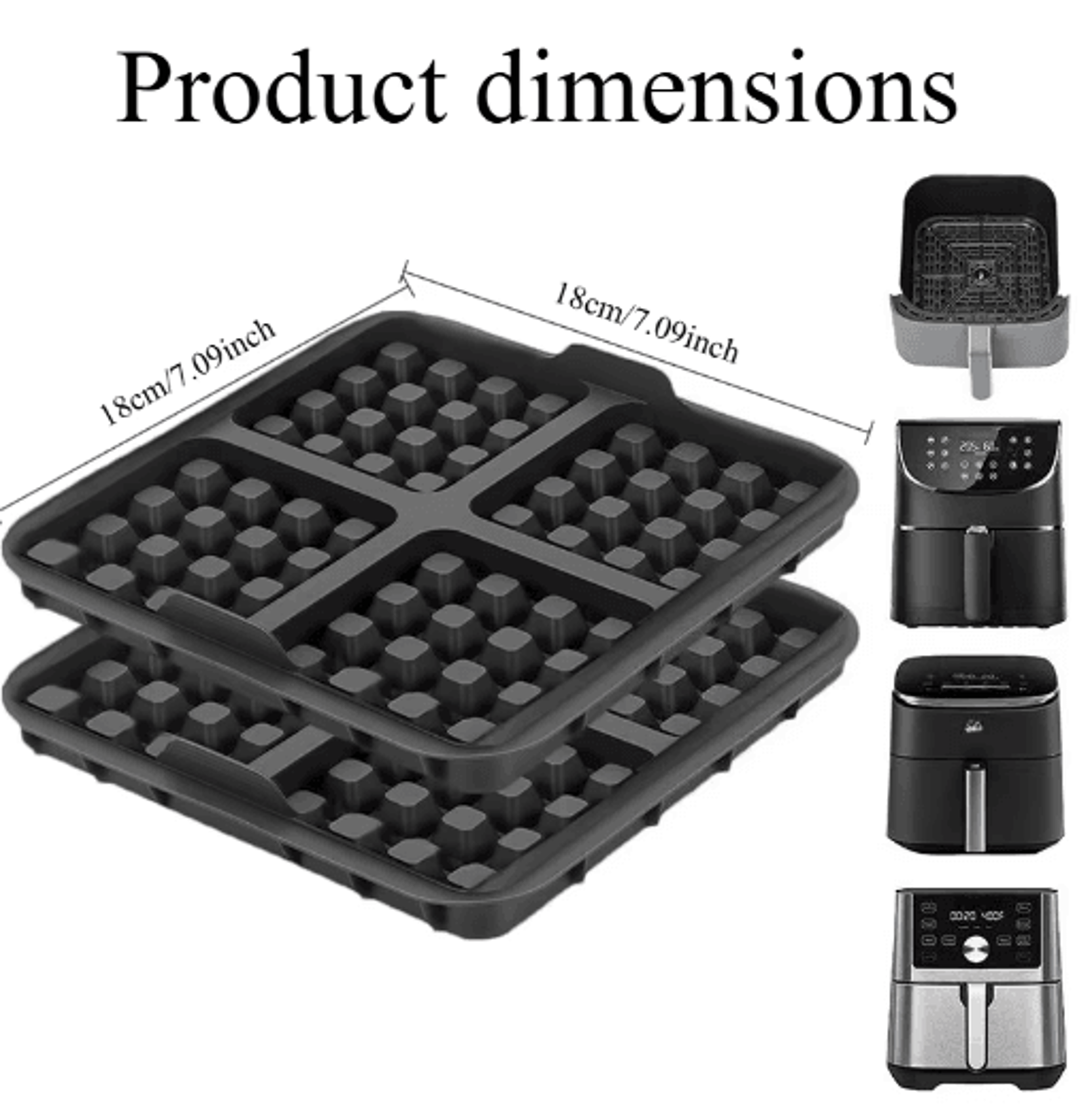 Square Air Fryer Waffle Maker Mold  NonStick Belgian Waffle Baking Tray For 47QT 4