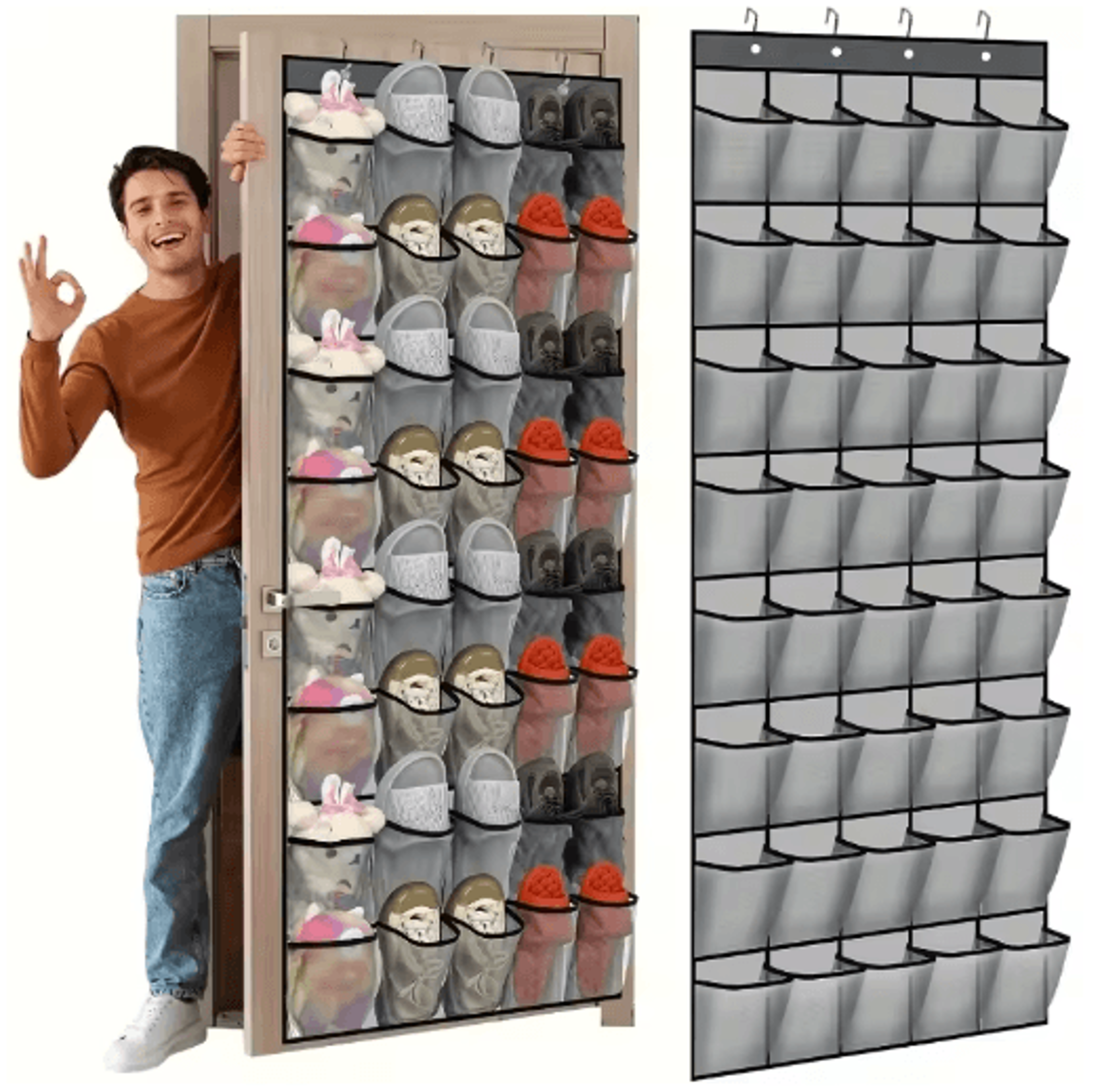 40Pocket Over The Door Shoe Organizer  Large Mesh Hanging Storage Rack 1