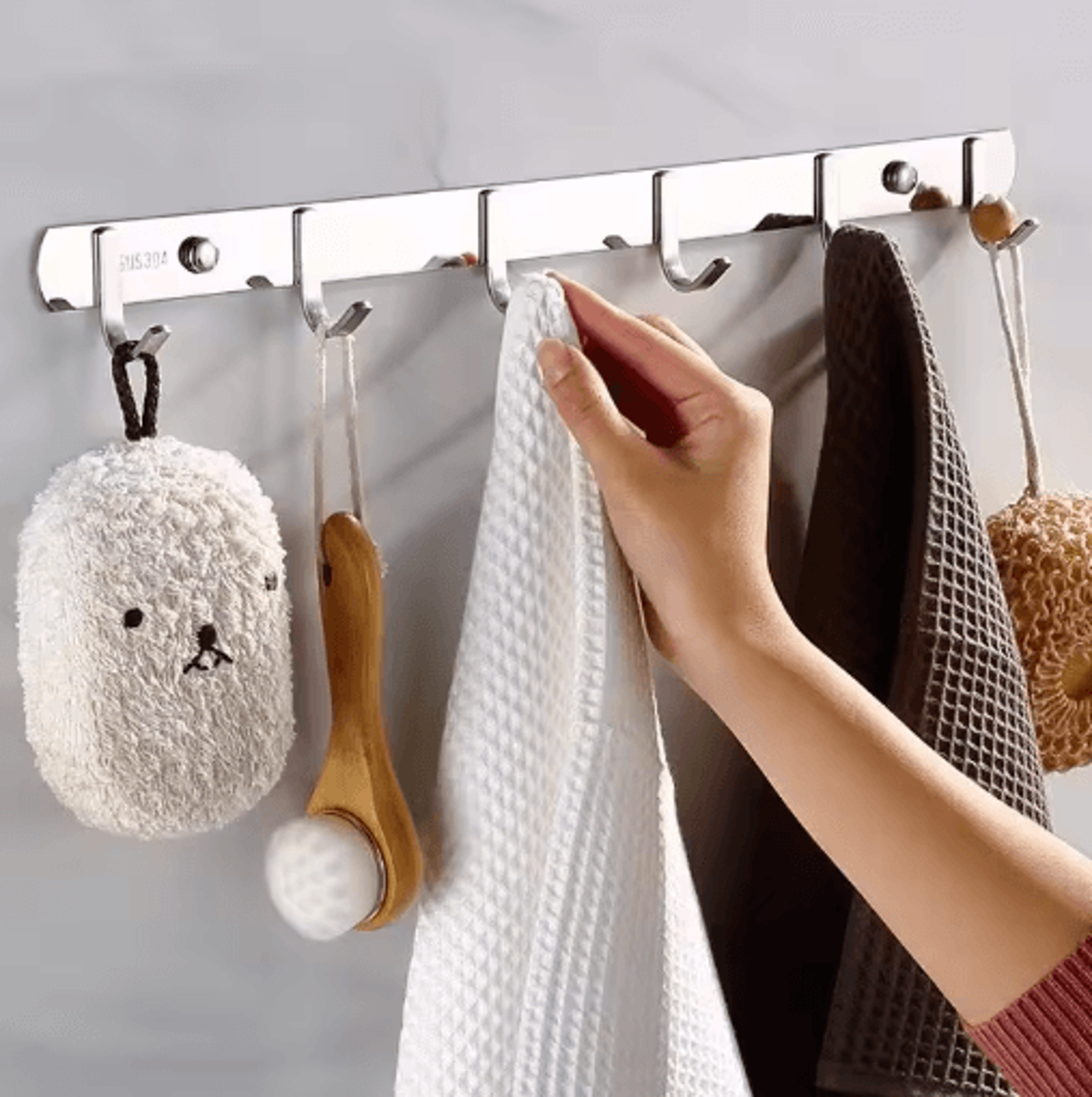 Stainless Steel PunchFree Hooks  Multipurpose Bathroom  Kitchen Hangers 0
