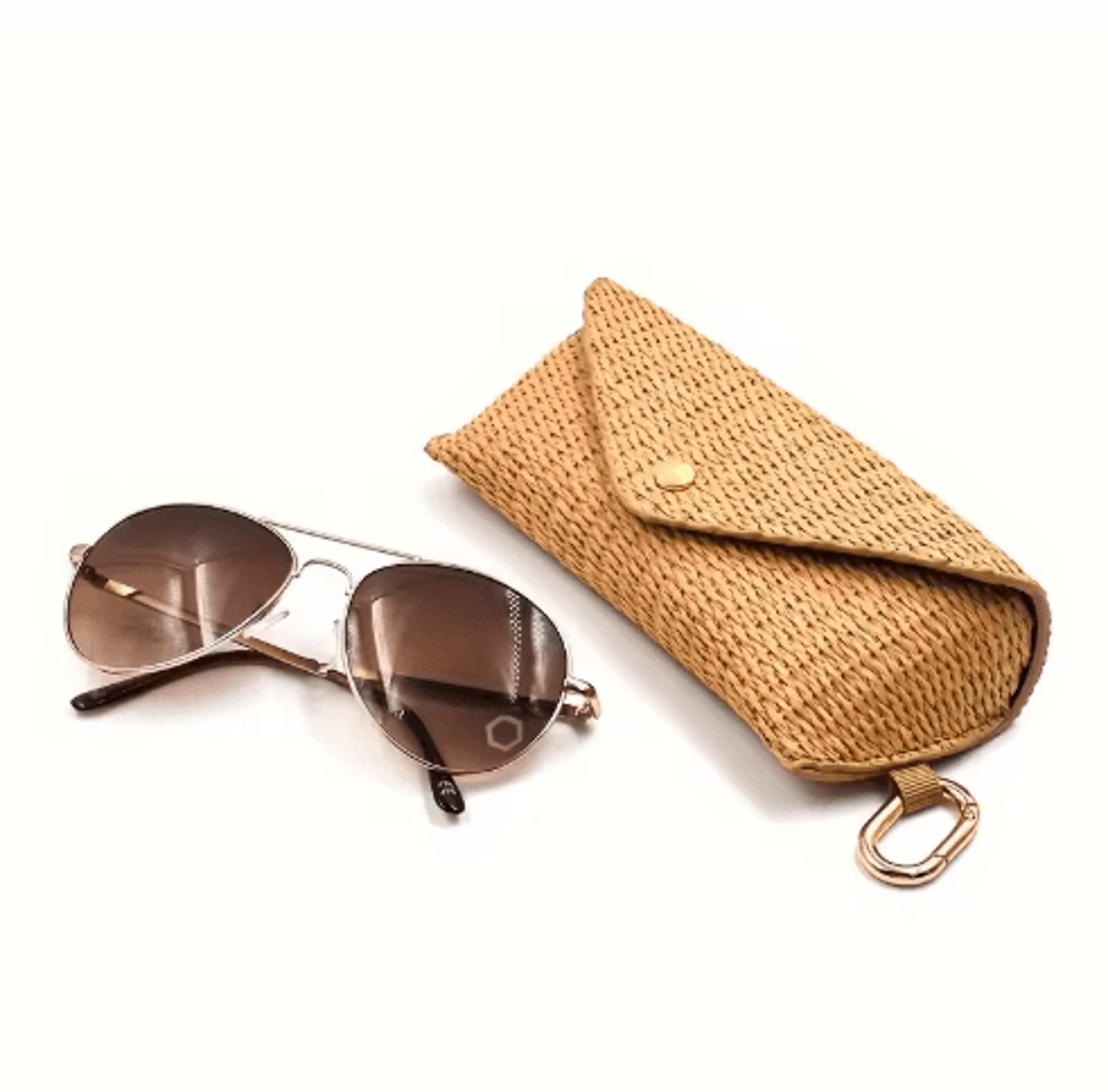 Woven Straw Eyeglass Case With Hook  Soft Protective Fashion Glasses Pouch 3