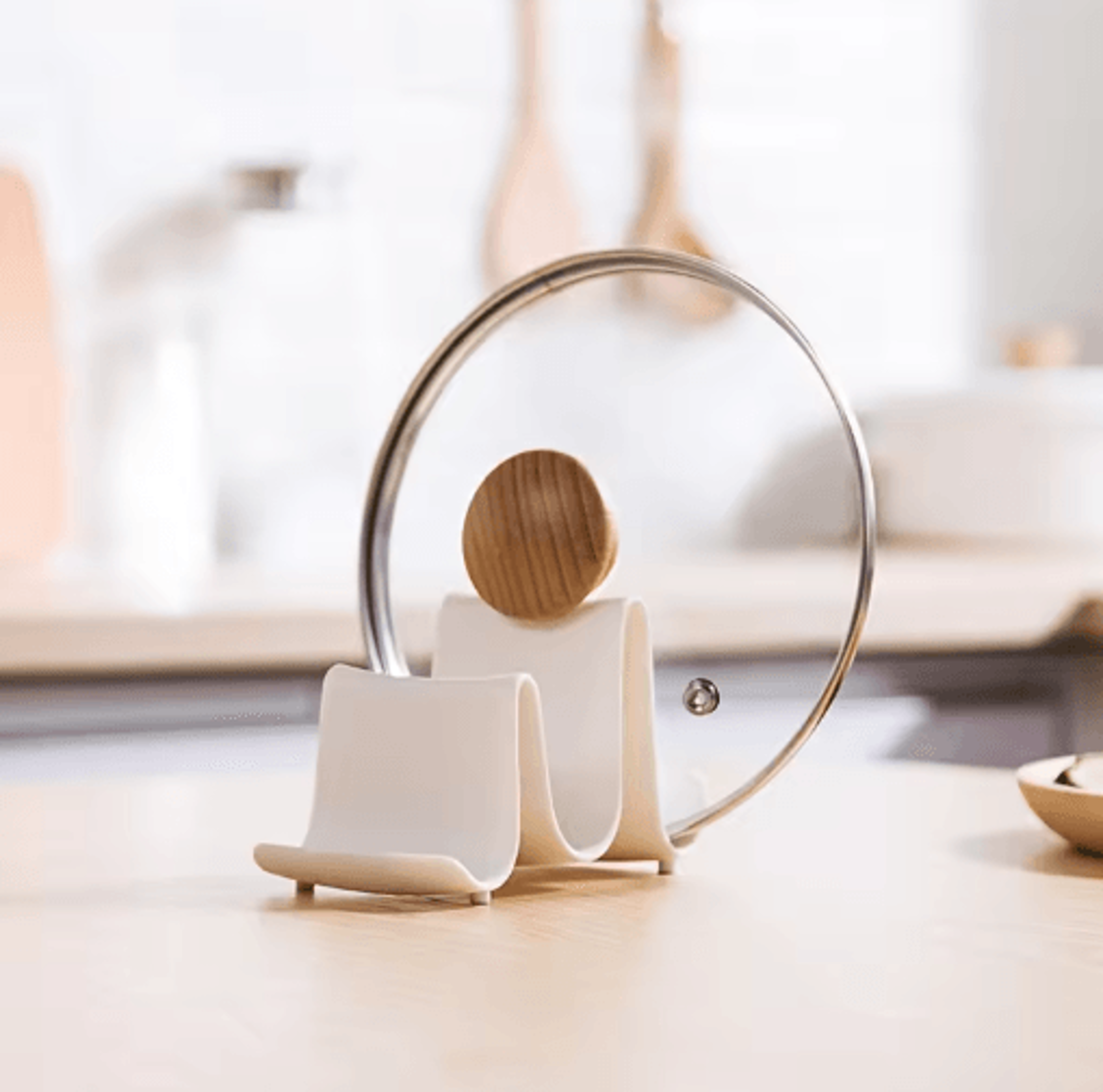 Wave Design Kitchen Organizer  Pot Lid  Utensil Countertop Storage Rack 3