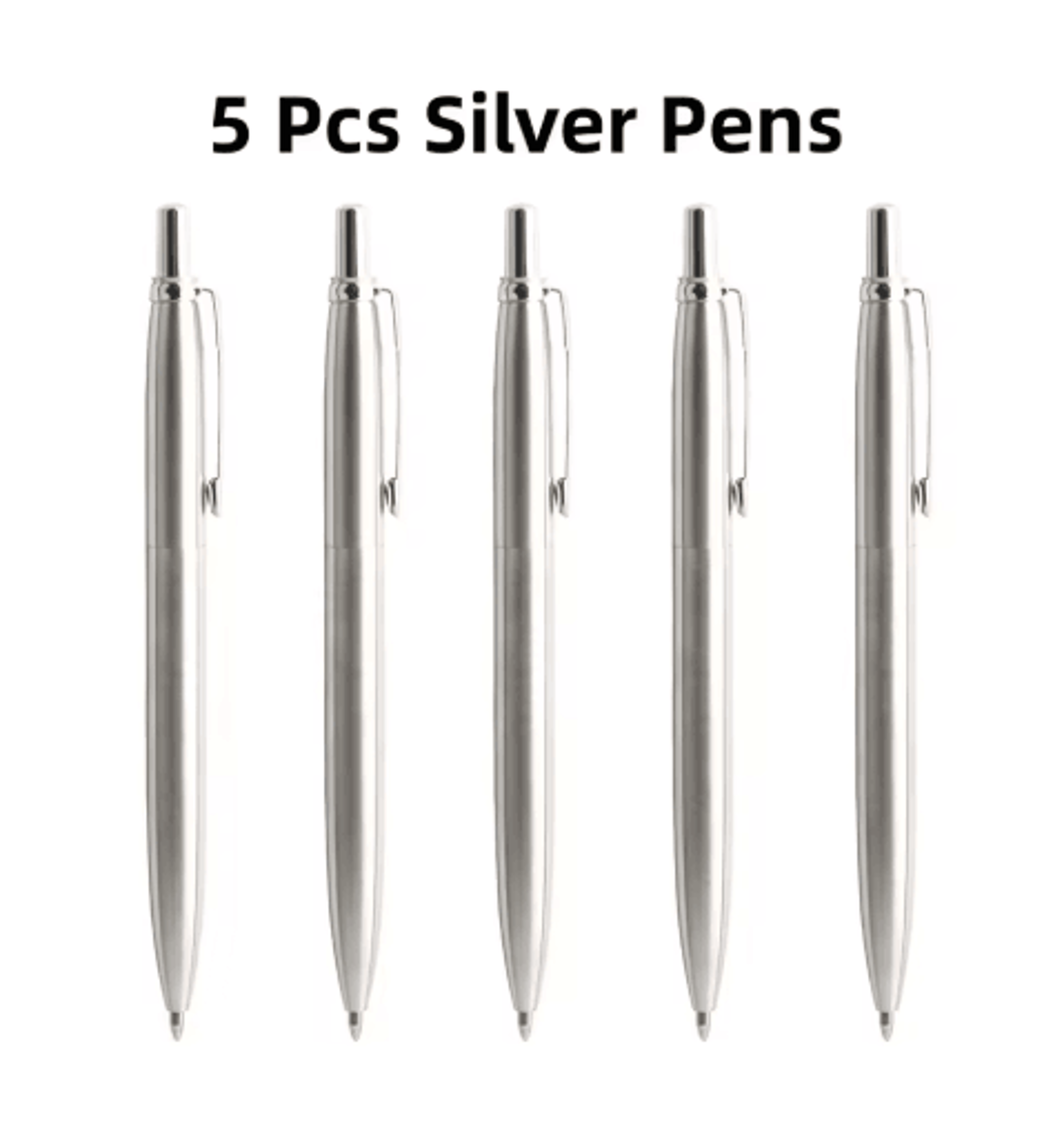 5Pcs Metal Ballpoint Pen Set  Blue Ink G2 Refill Writing Pens 3