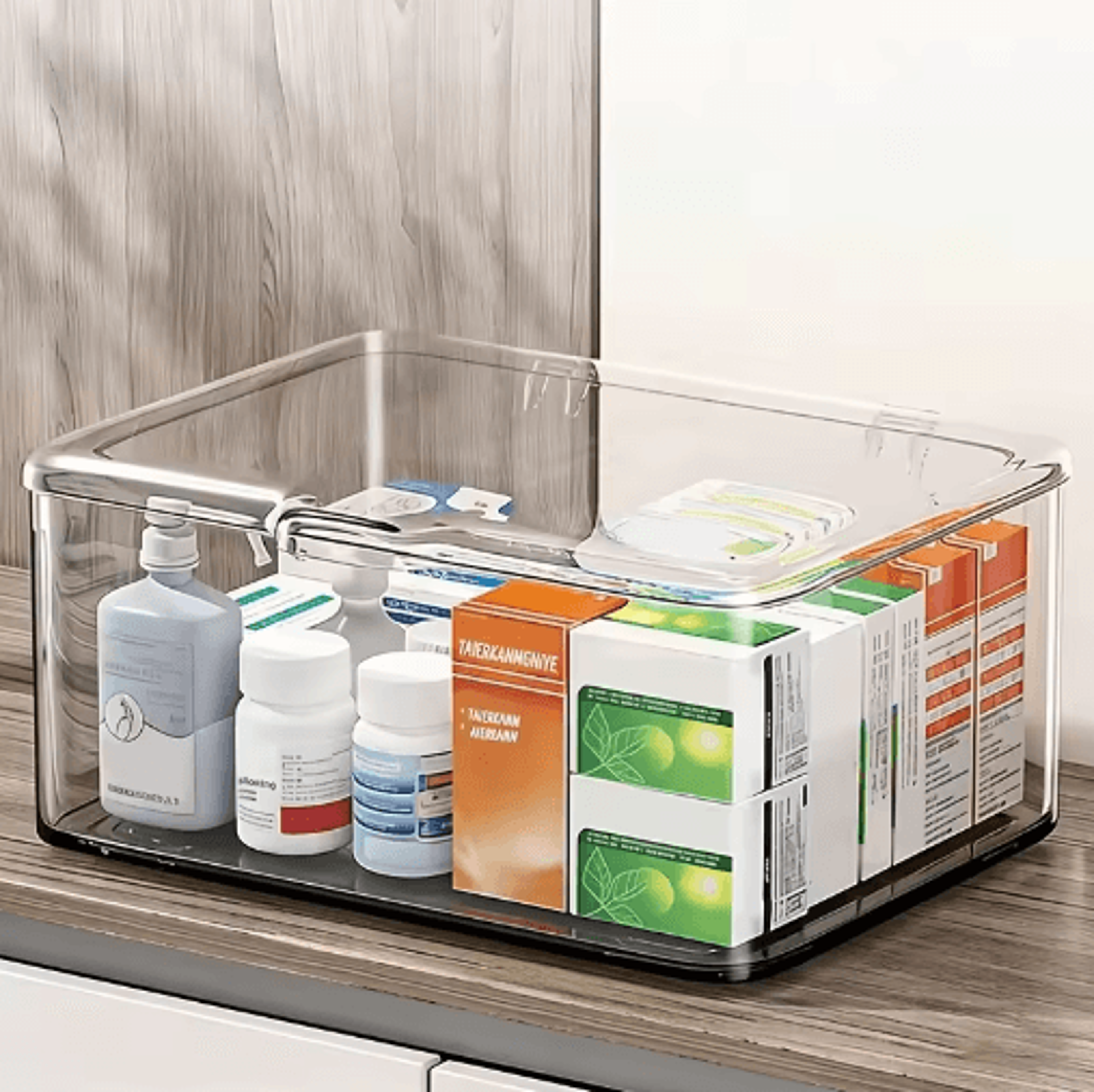 LargeCapacity Flip Top Storage Box  Transparent Desktop Organizer 4