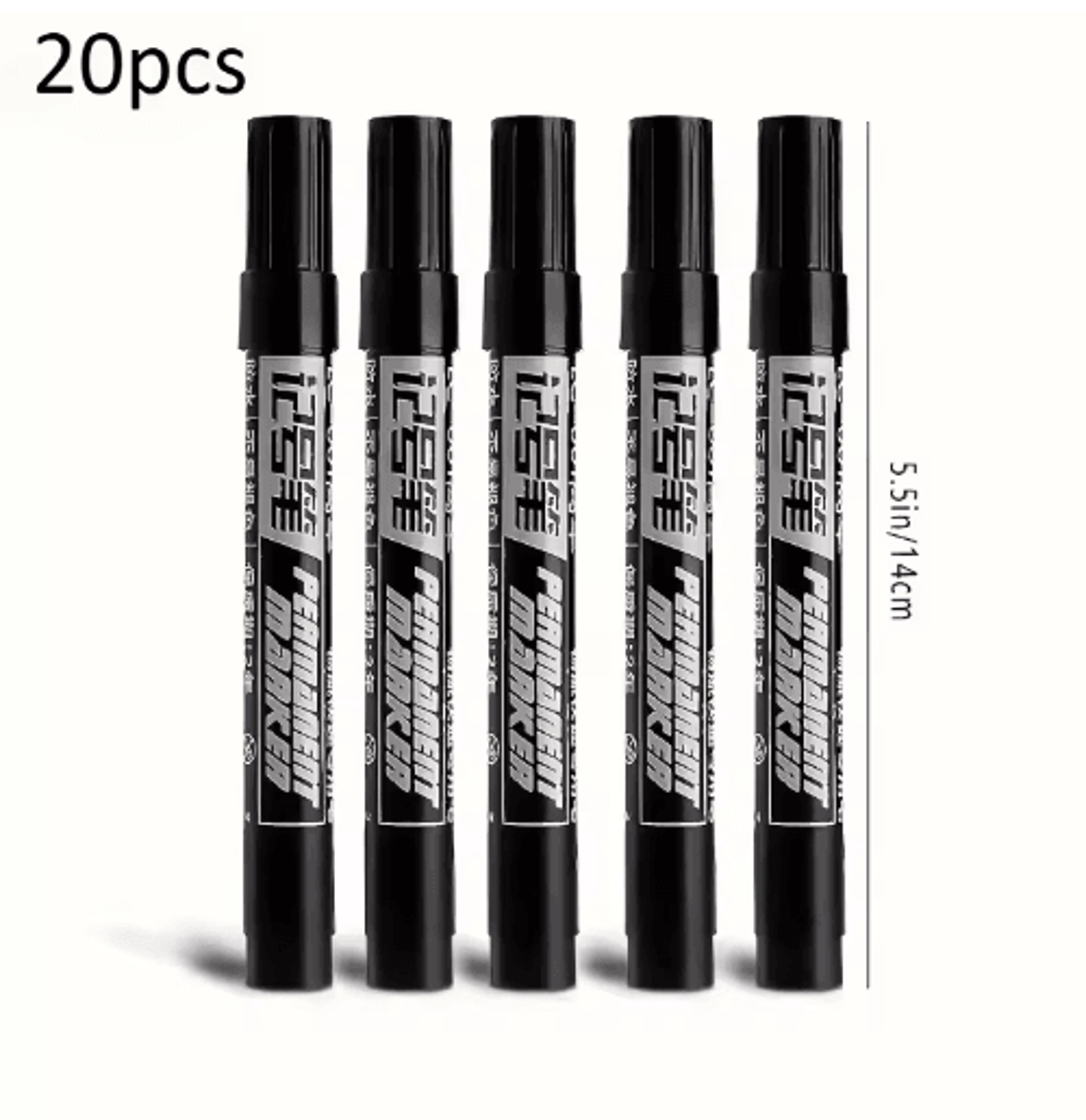 1020Pcs Black Permanent Marker Set  Waterproof HighCapacity MultiSurface Pens 1