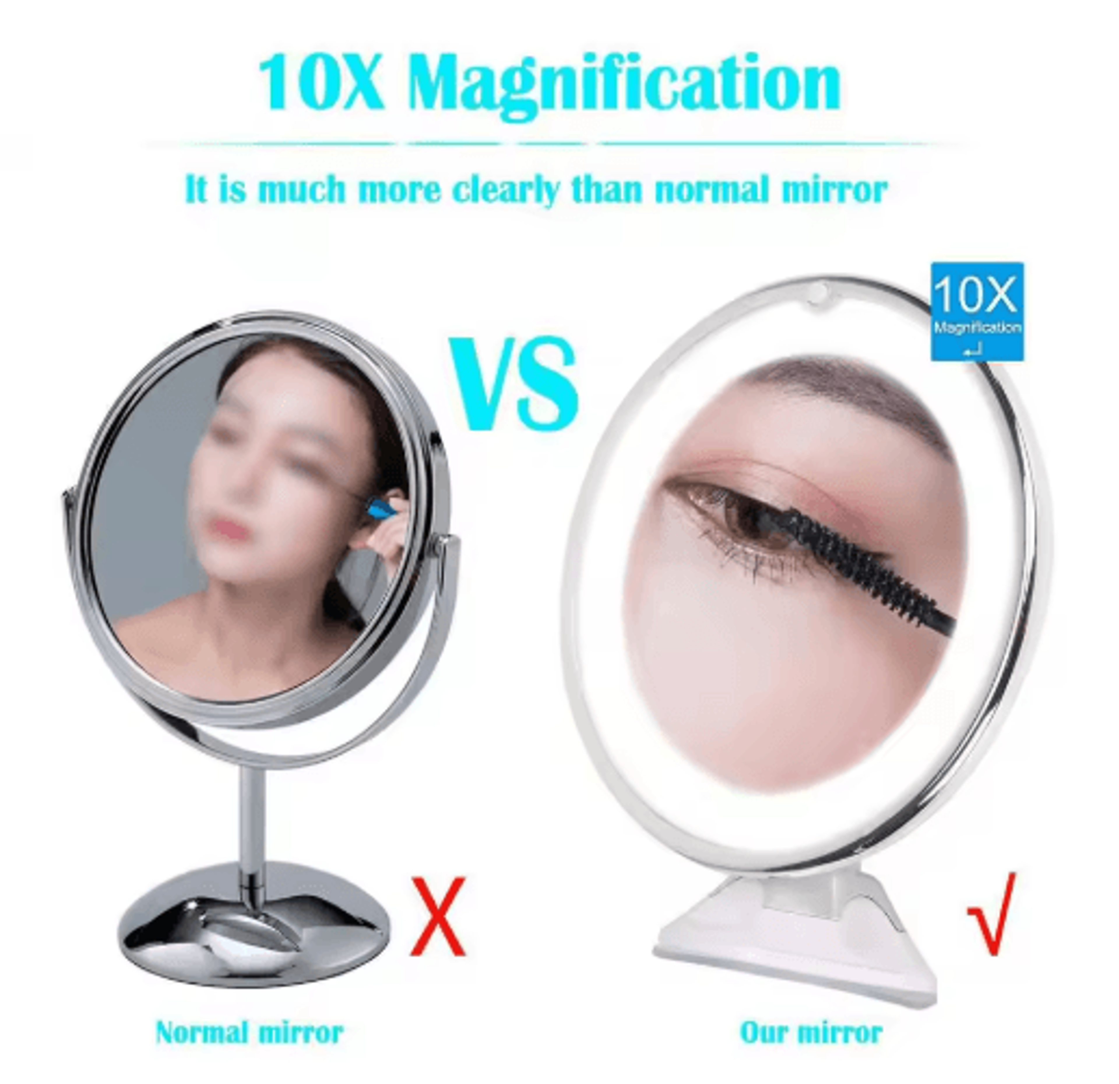 10X Magnifying LED Makeup Mirror  14Light Suction Cup Vanity Mirror 7