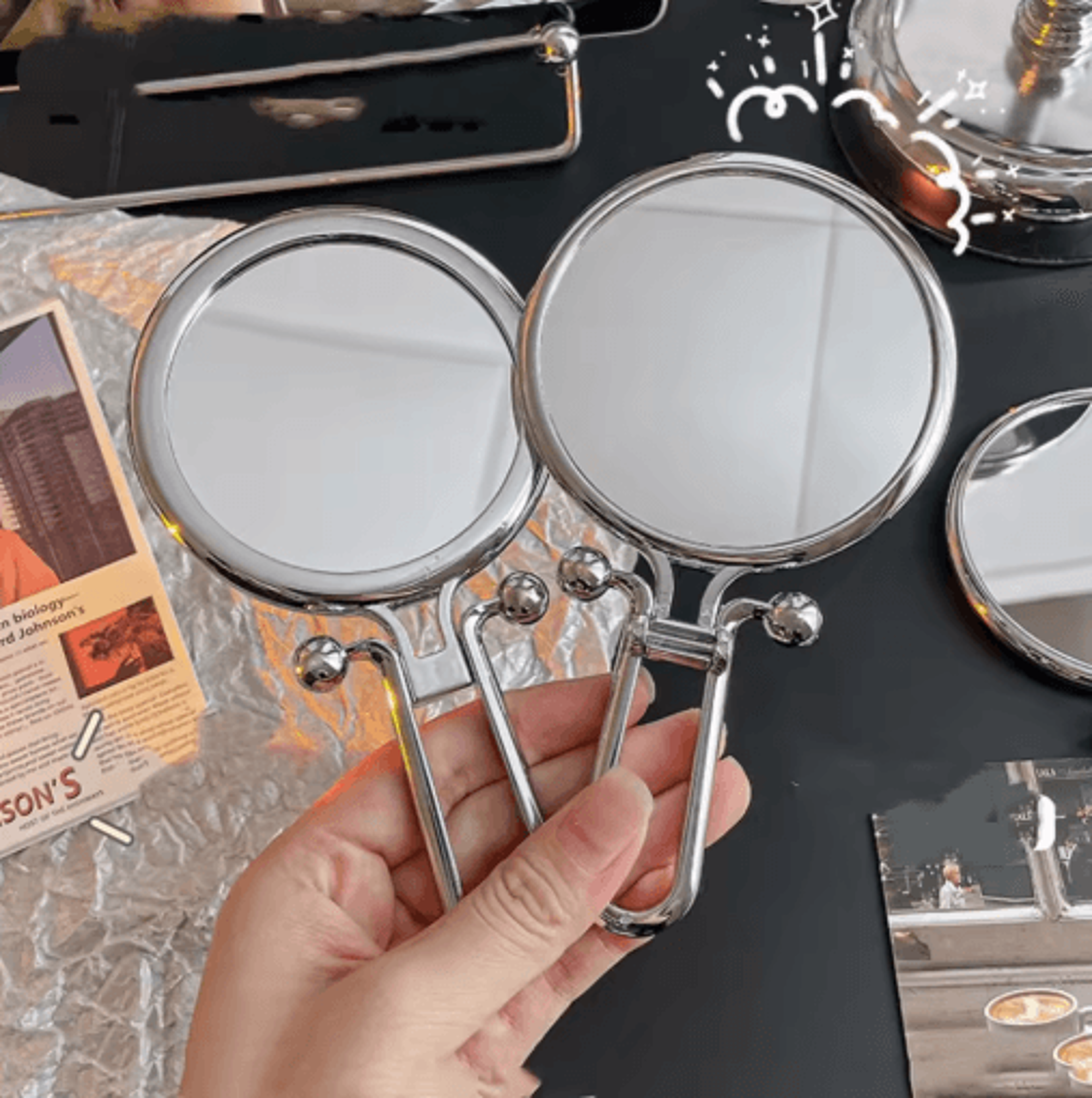 Adjustable Foldable Magnifying Makeup Mirror  Desktop Vanity Mirror 7
