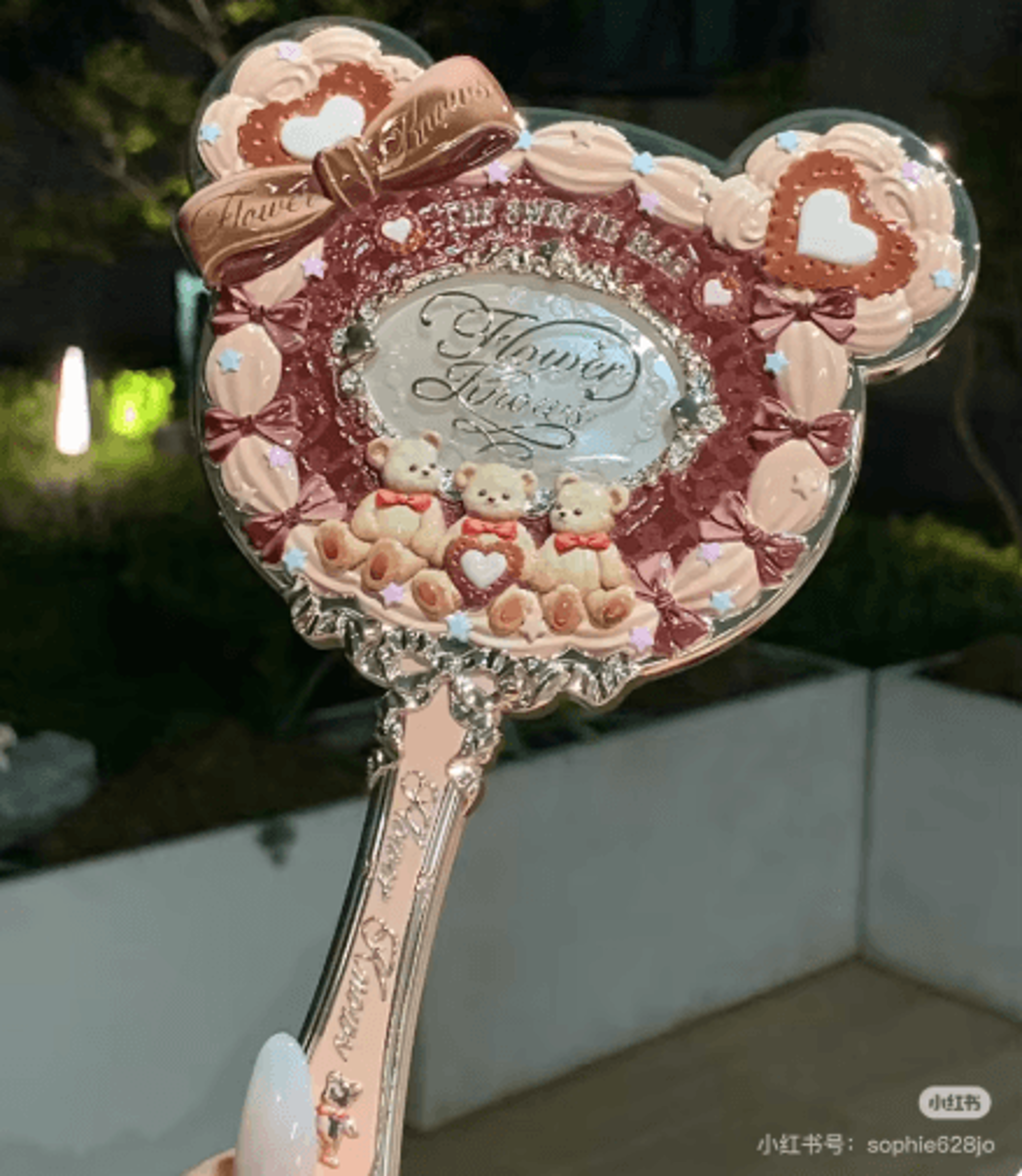 Flower Knows 9th Anniversary Vanity Set  Luxury Mirror Paddle Brush  Holder 1