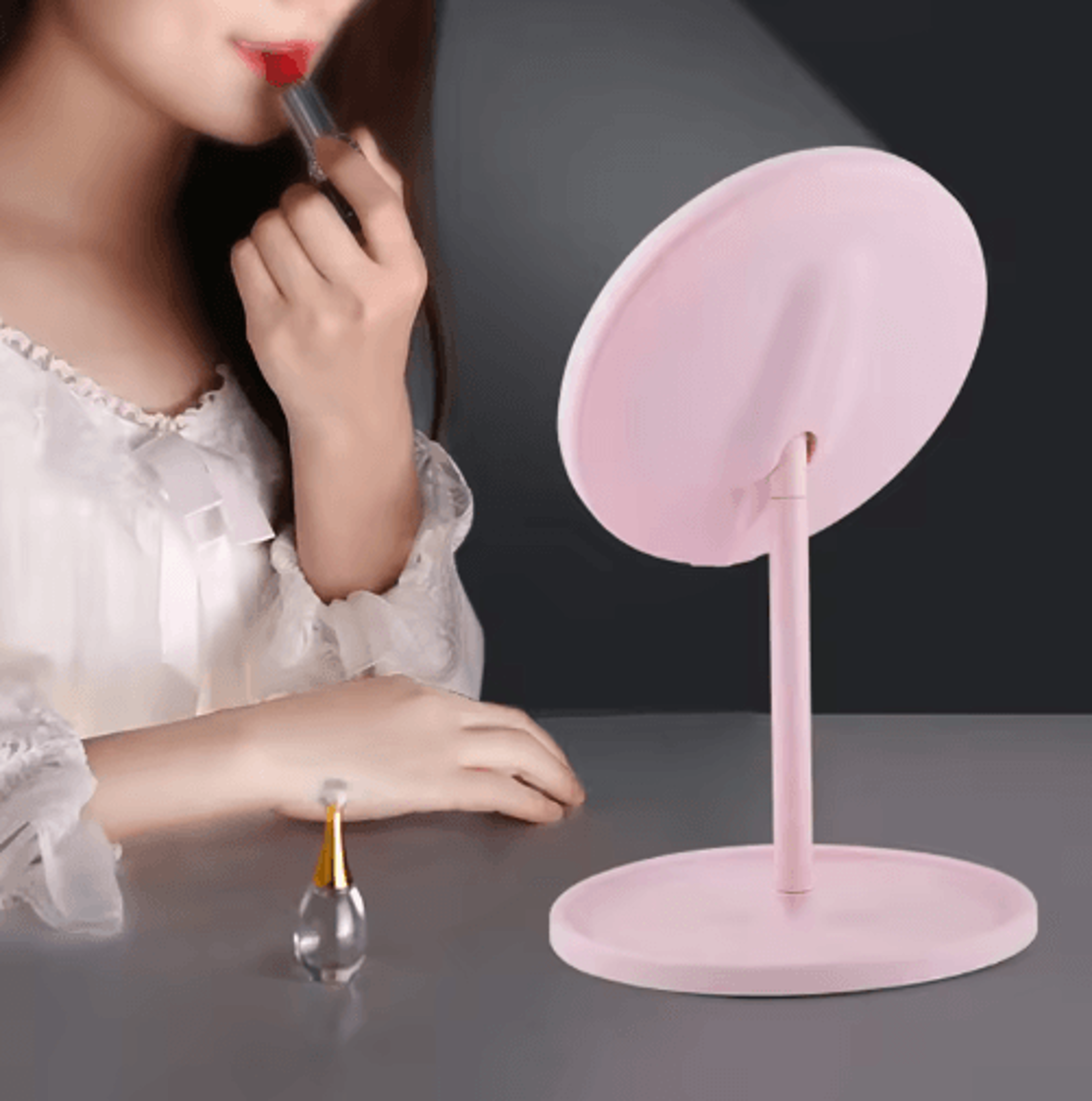 Portable LED Makeup Mirror With Tray  Dimmable 3Color Vanity Desk Mirror 5