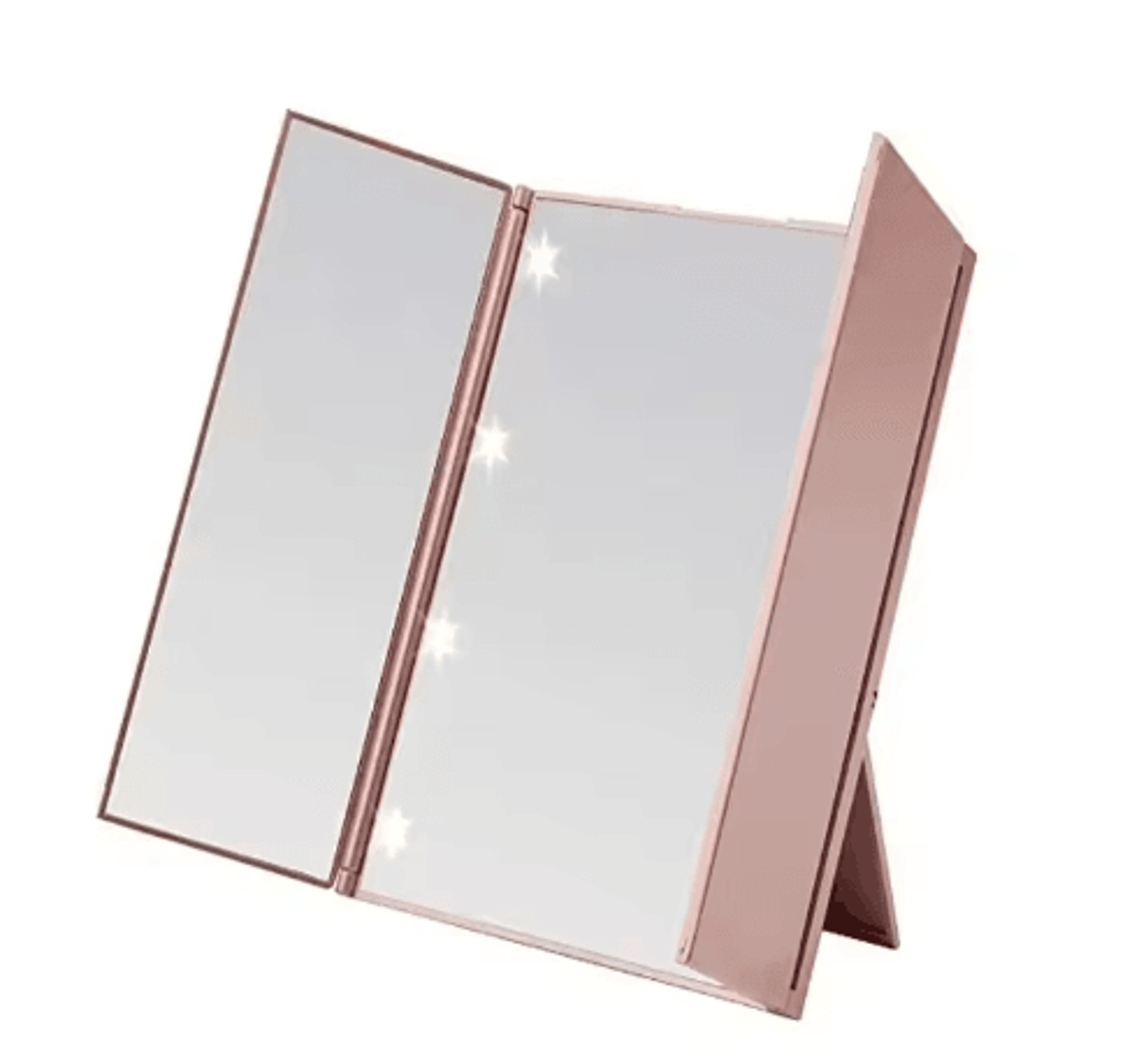 Portable LED ThreeSided Makeup Mirror  Folding Vanity Mirror With Adjustable Stand 1