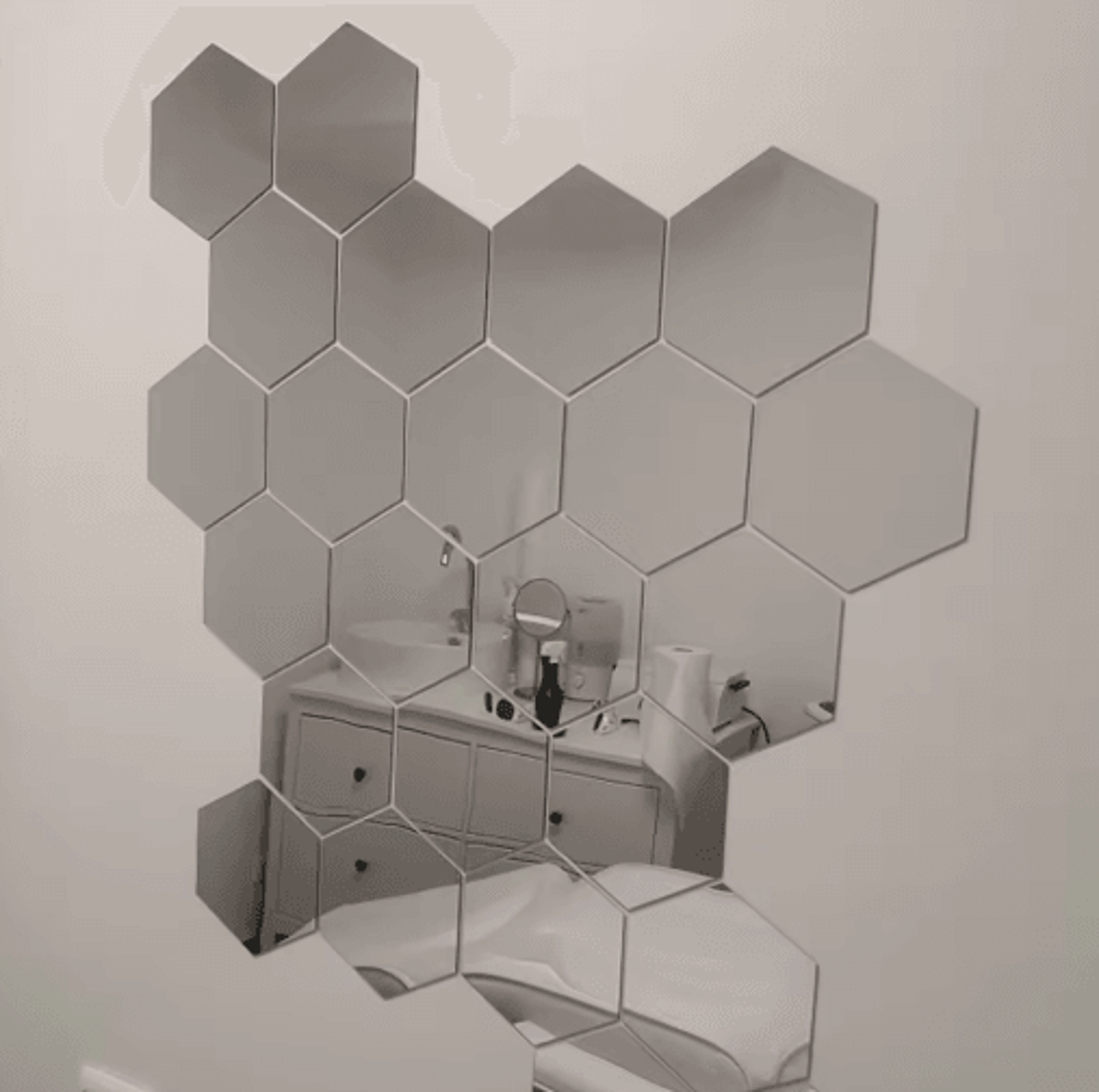 612Pcs Hexagon Mirror Wall Stickers  Removable Geometric DIY Home Decor 4