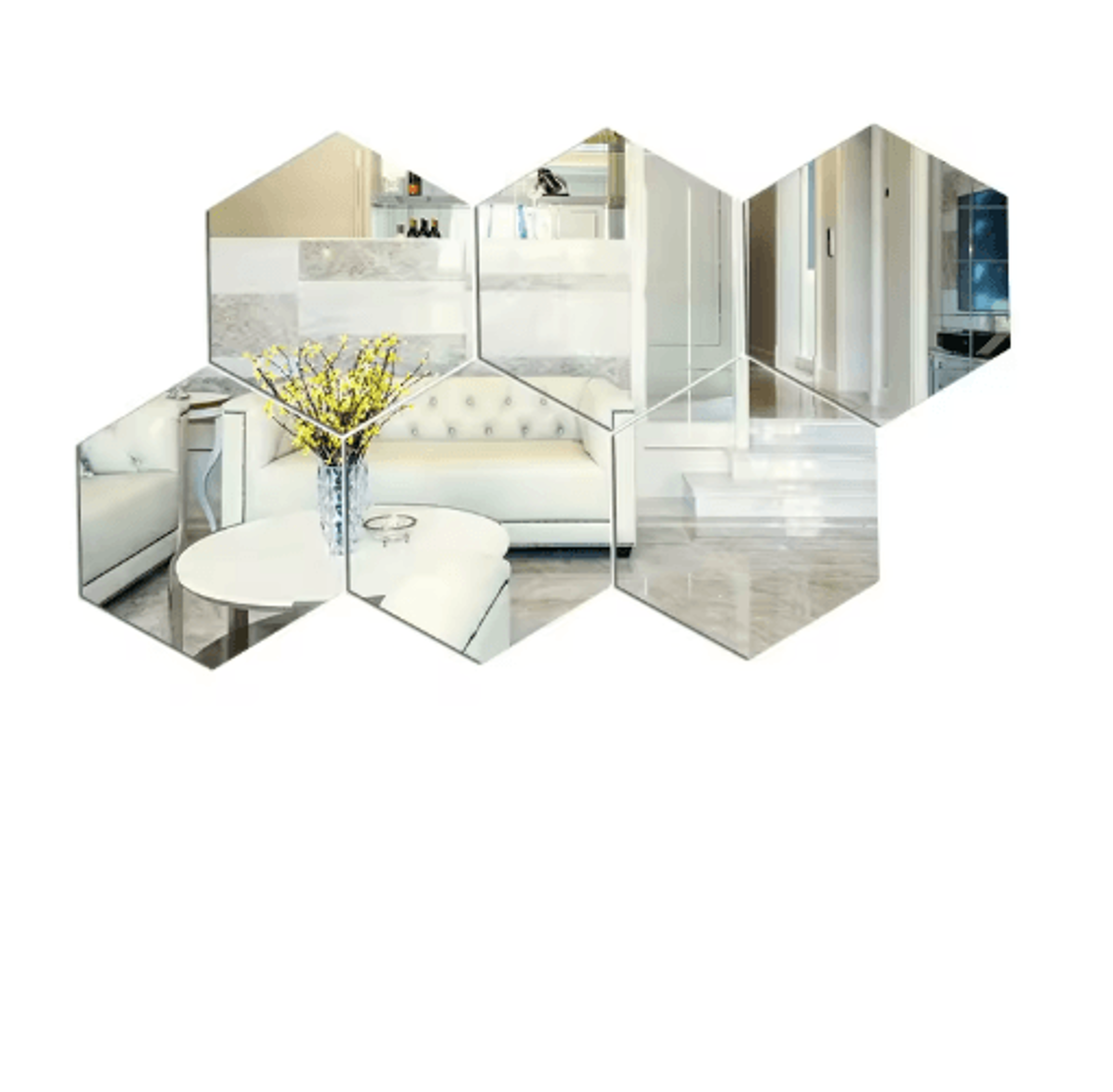 612Pcs 3D Hexagon Mirror Wall Stickers  126mm SelfAdhesive Geometric Decor 7