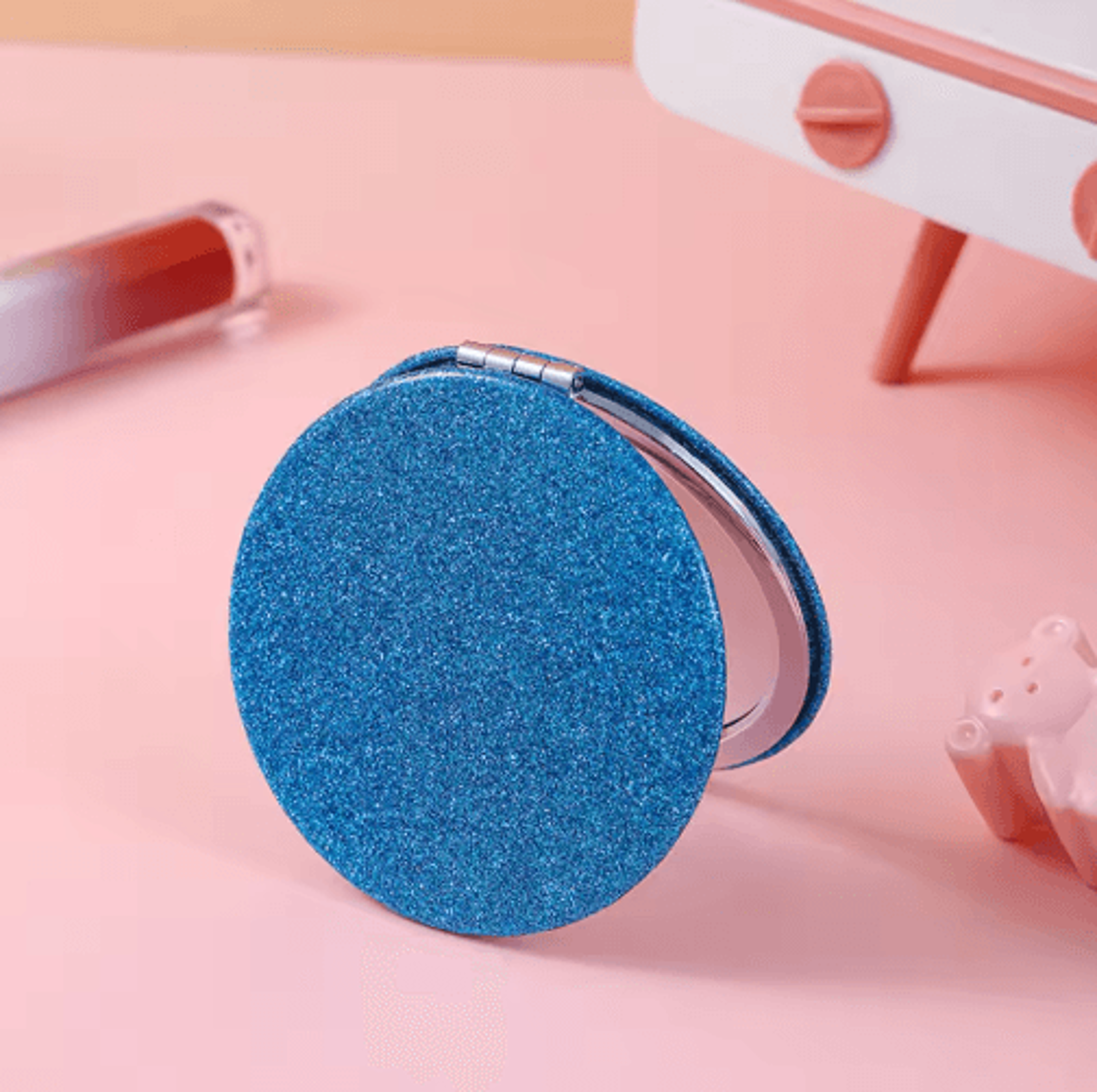 Glitter Mini Vanity Mirror  Round Portable Pocket Mirror For Travel 3